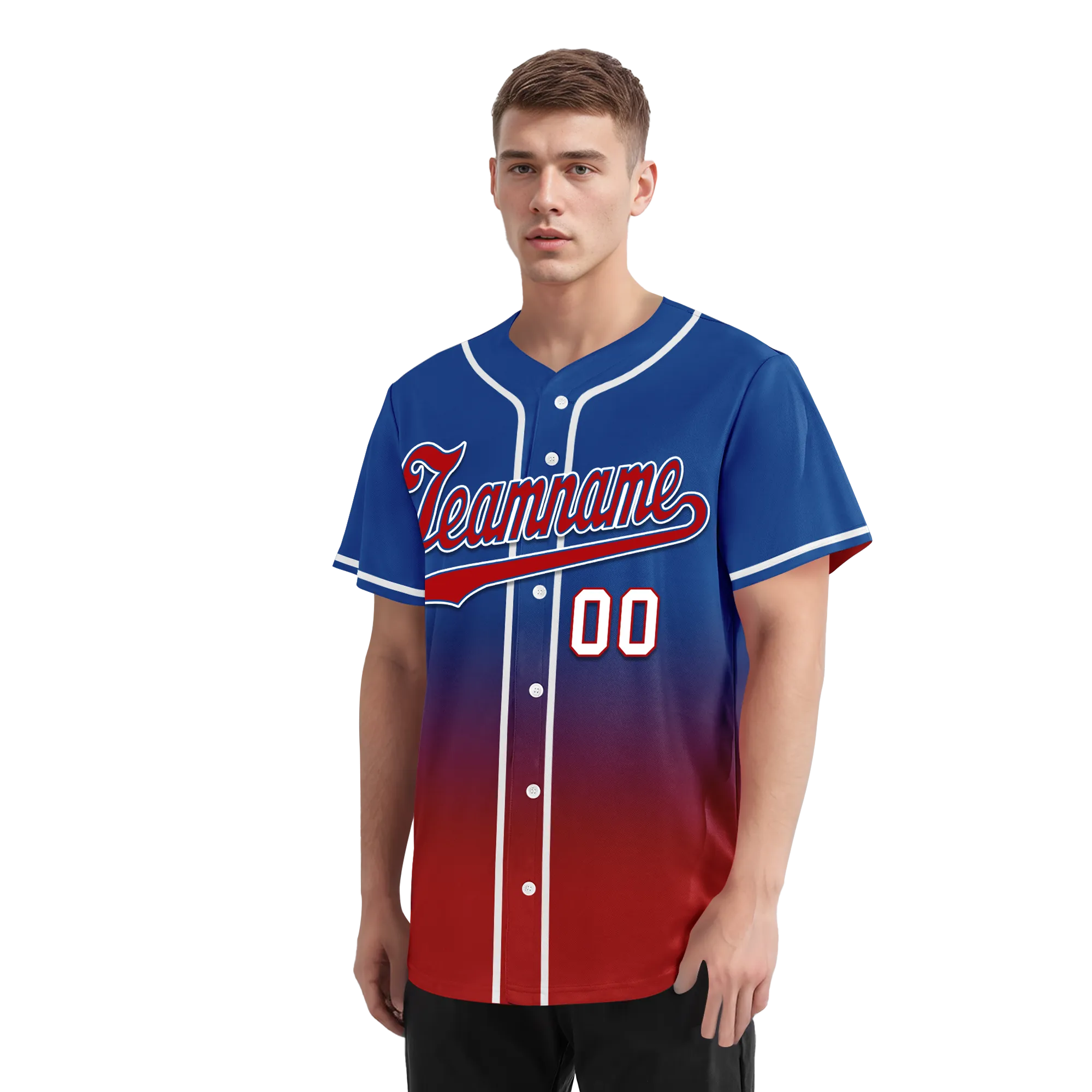 Custom Blue Red Fade Fashion Personalized Authentic Baseball Jersey BSBJ01-D0a70bd