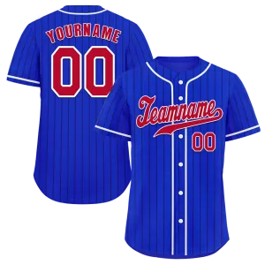 Custom Blue Stripe Fashion Brown Authentic Baseball Jersey