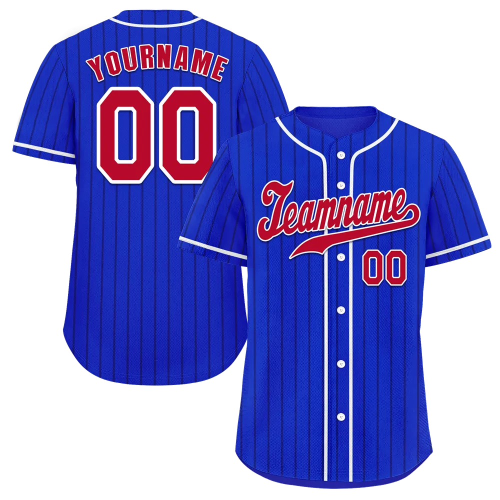 Custom Blue Stripe Fashion Brown Authentic Baseball Jersey