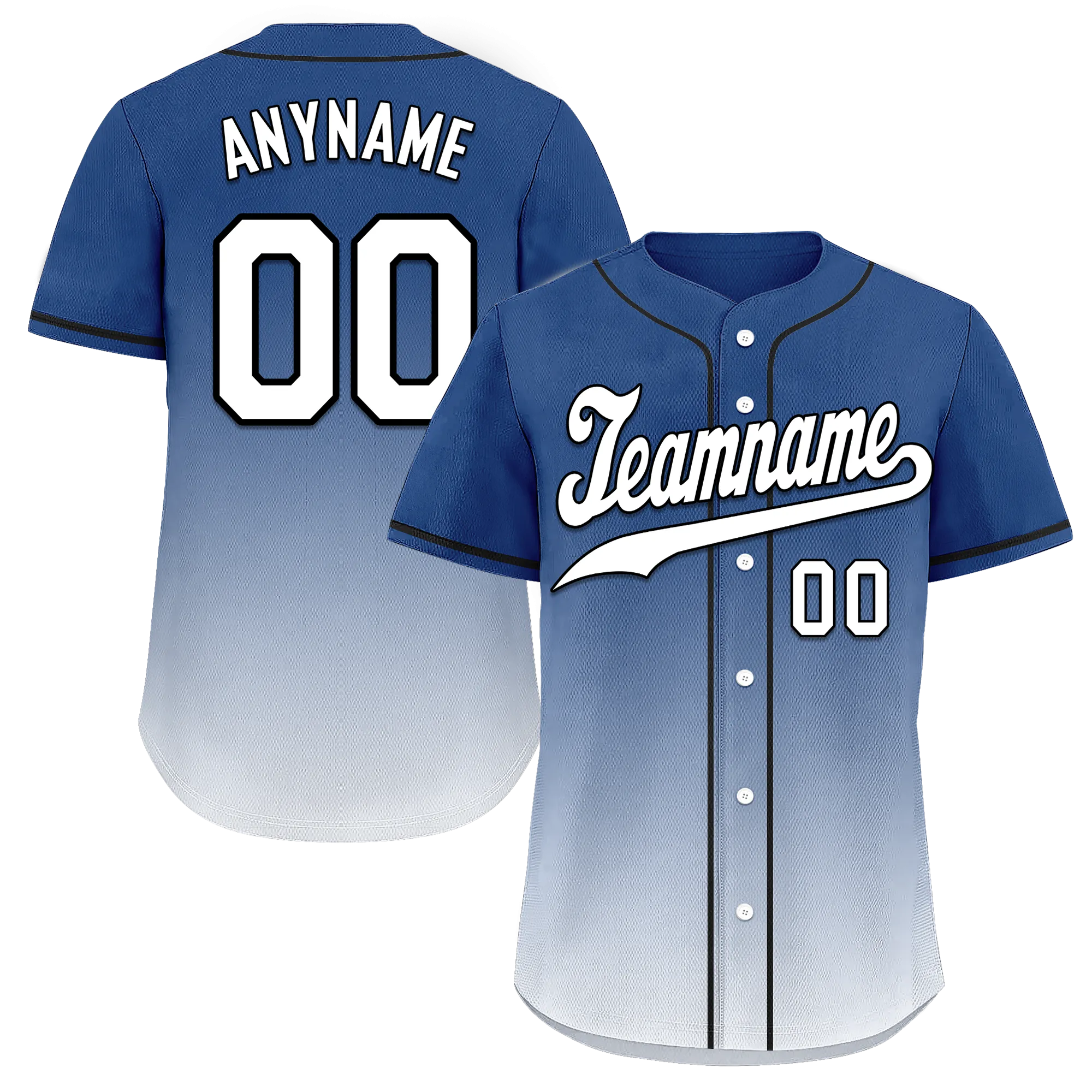 Custom Blue White Fade Fashion Personalized Authentic Baseball Jersey BSBJ01-D0a70db