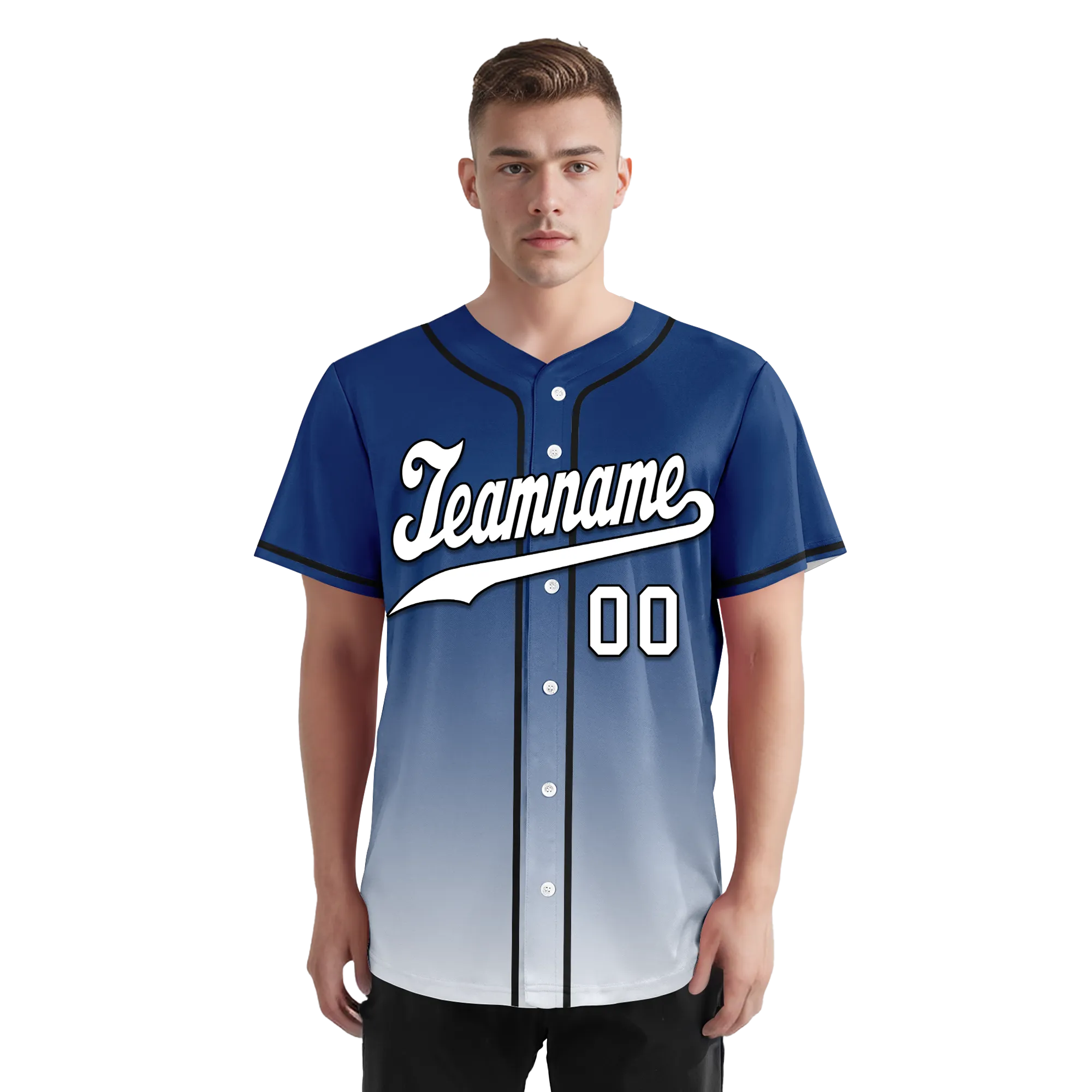 Custom Blue White Fade Fashion Personalized Authentic Baseball Jersey BSBJ01-D0a70db