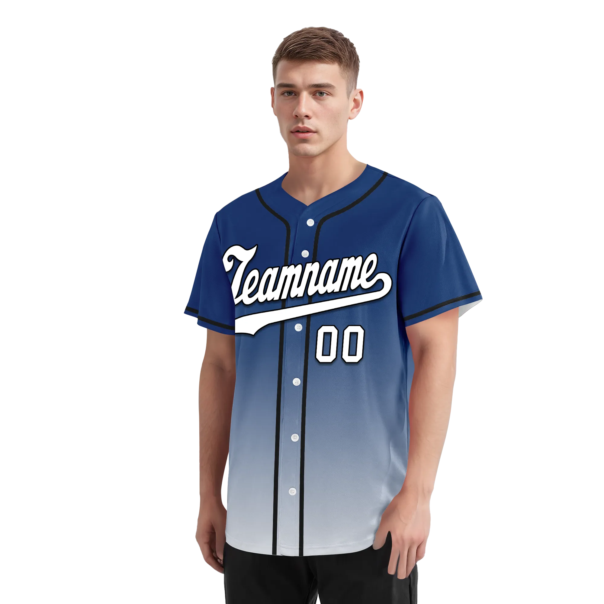 Custom Blue White Fade Fashion Personalized Authentic Baseball Jersey BSBJ01-D0a70db