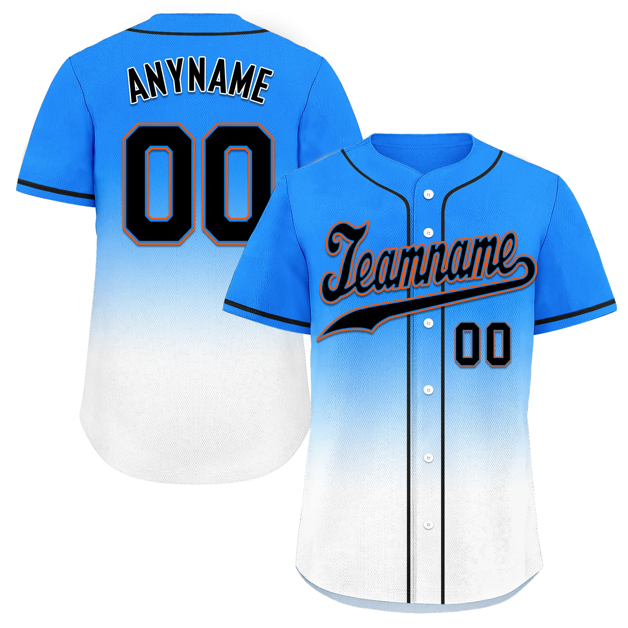 Custom Blue White Fade Fashion Personalized Authentic Baseball Jersey BSBJ01-D0a70ef