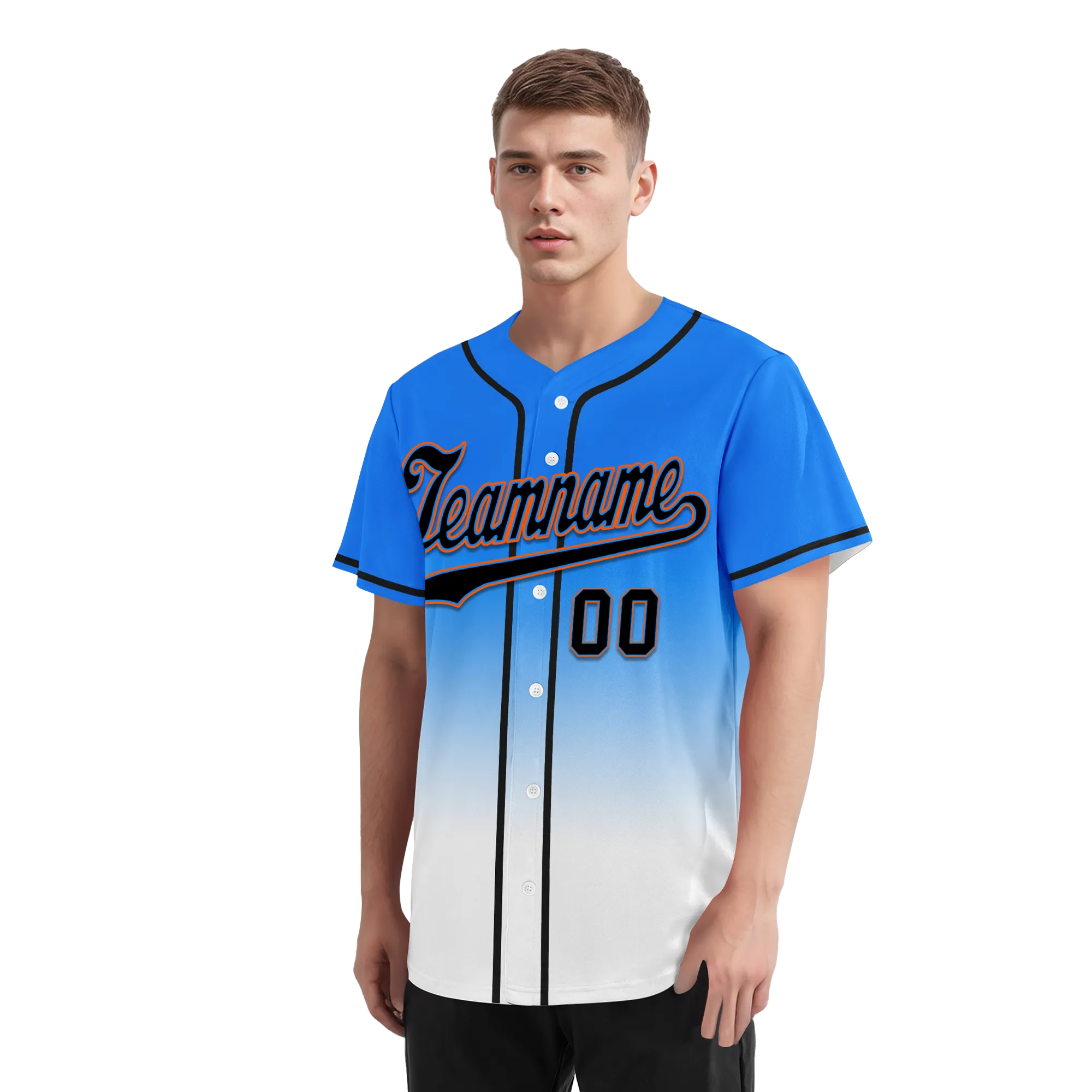 Custom Blue White Fade Fashion Personalized Authentic Baseball Jersey BSBJ01-D0a70ef