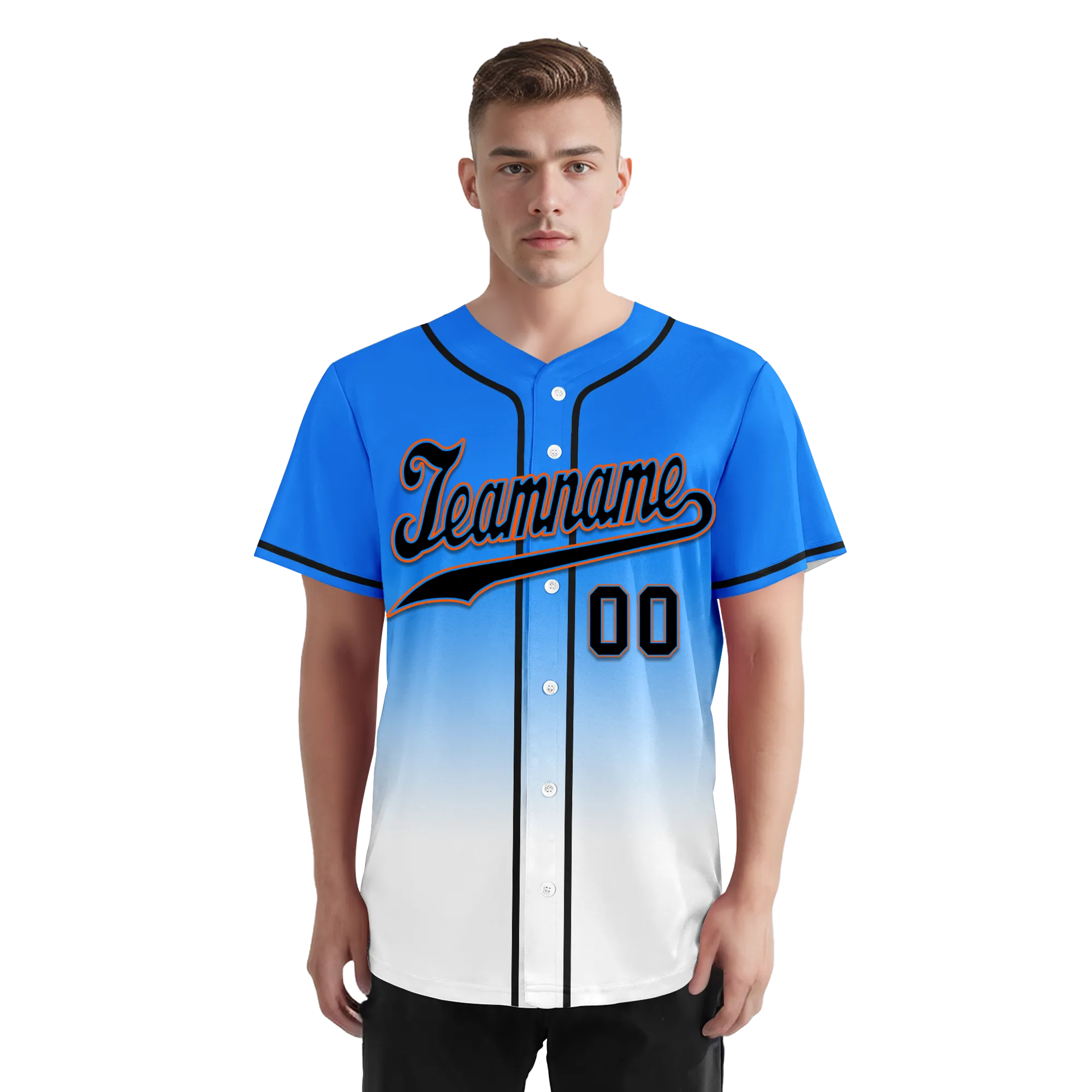 Custom Blue White Fade Fashion Personalized Authentic Baseball Jersey BSBJ01-D0a70ef