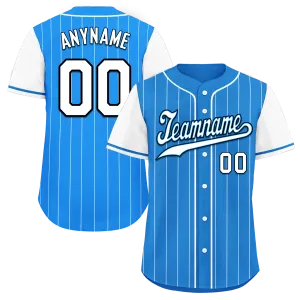 Custom Blue White Stripe Fashion Personalized Authentic Baseball Jersey BSBJ01-D017214
