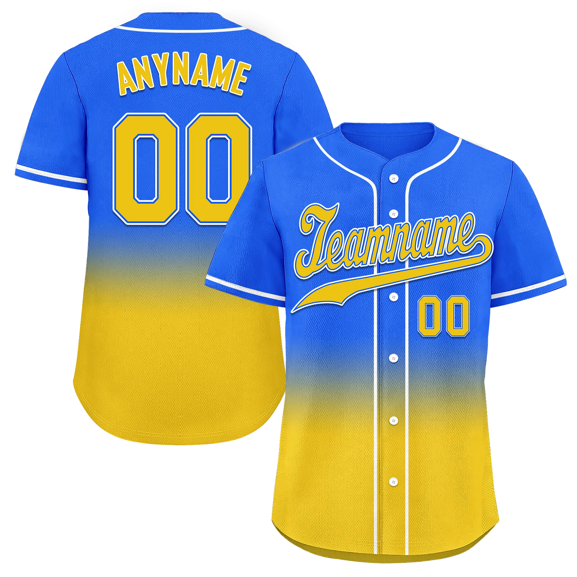Custom Blue Yellow Fade Fashion Personalized Authentic Baseball Jersey BSBJ01-D0a70c0