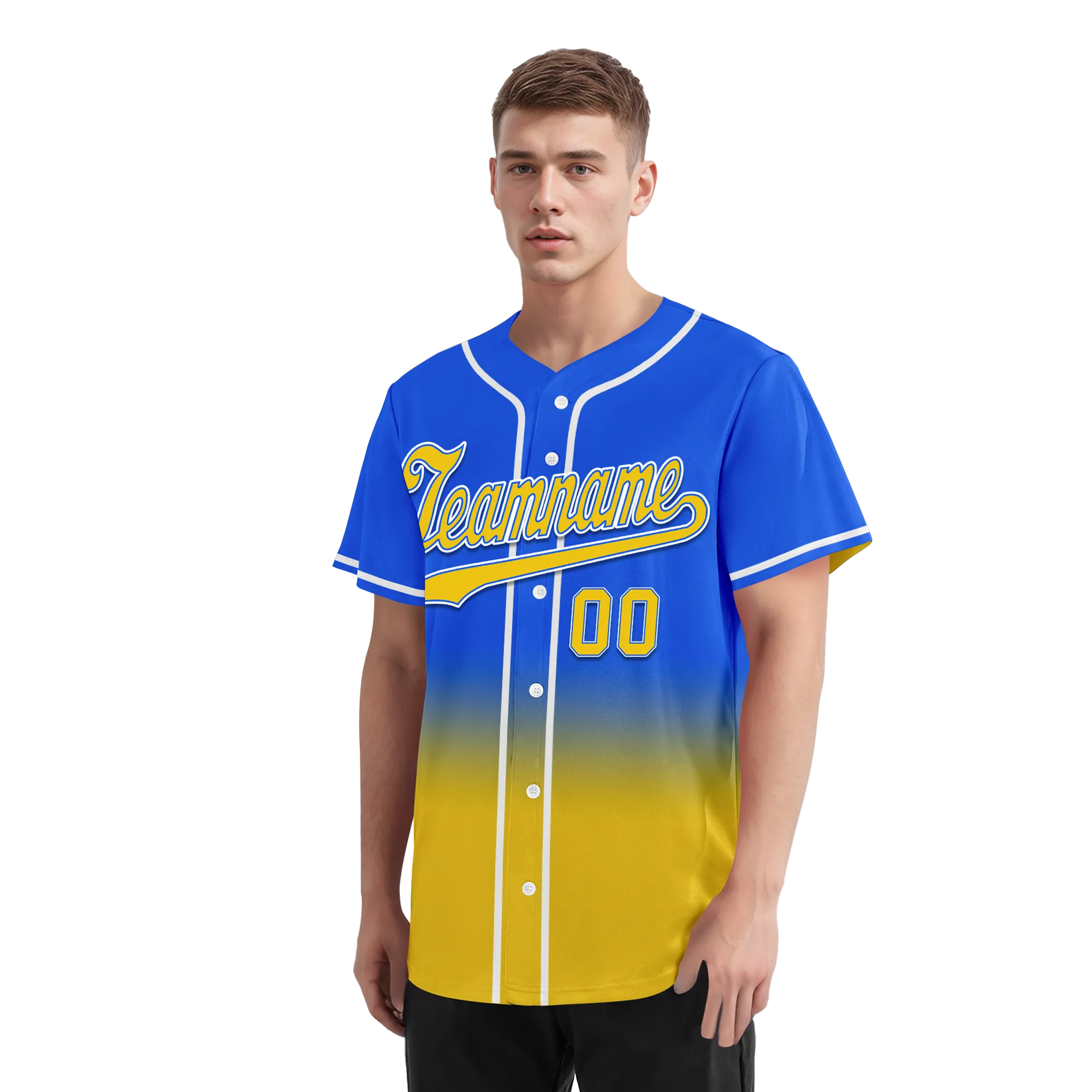 Custom Blue Yellow Fade Fashion Personalized Authentic Baseball Jersey BSBJ01-D0a70c0