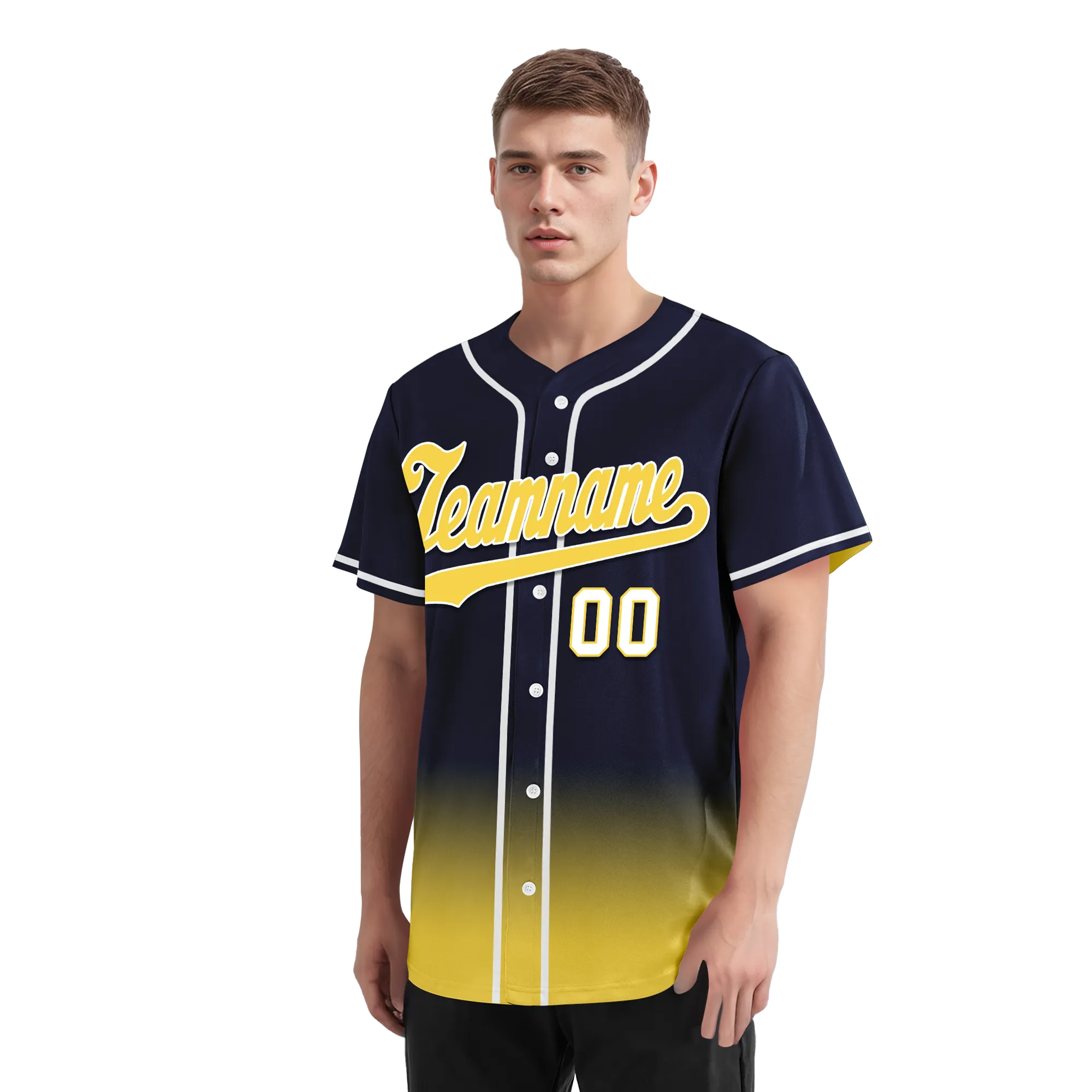 Custom Blue Yellow Fade Fashion Personalized Authentic Baseball Jersey BSBJ01-D0a70e9