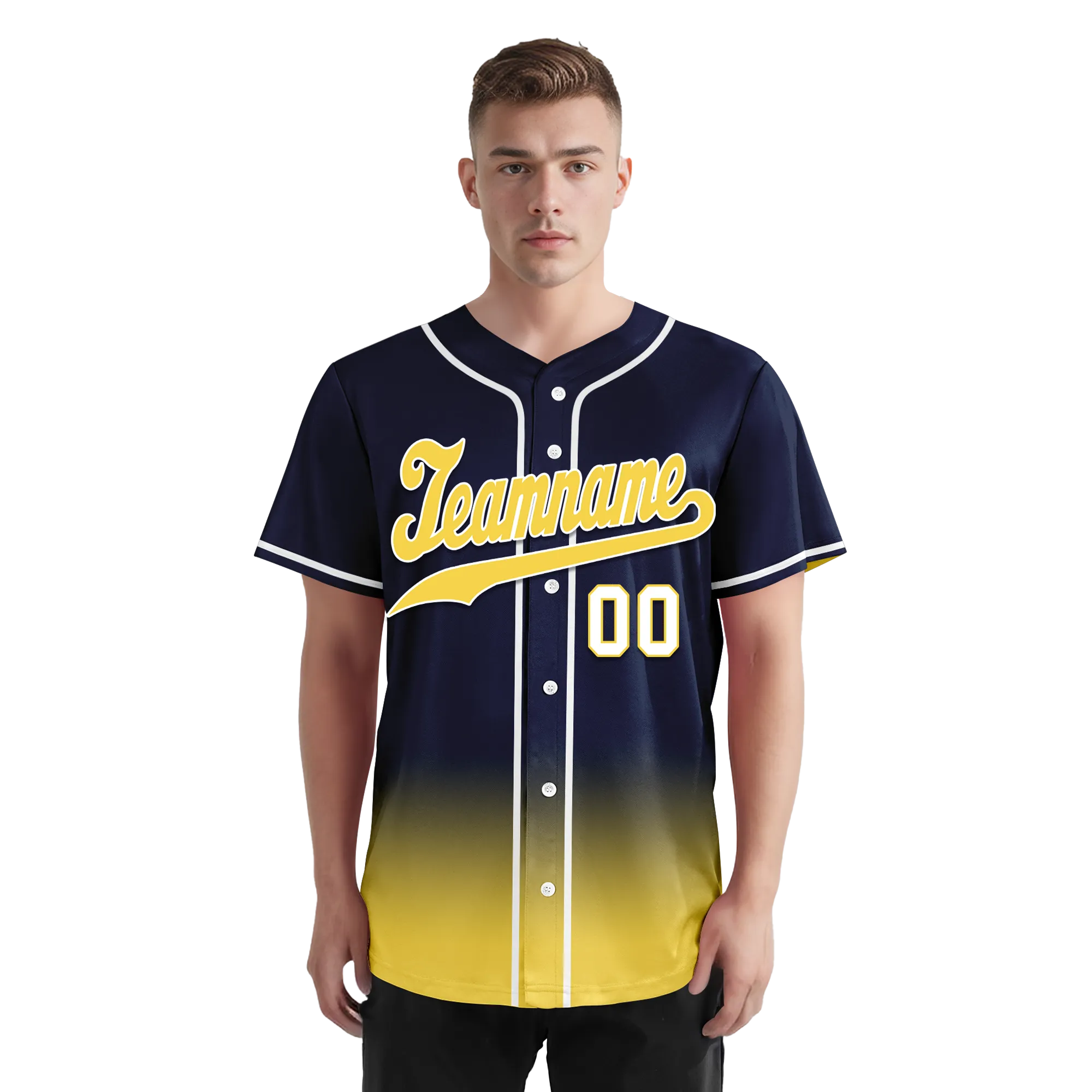 Custom Blue Yellow Fade Fashion Personalized Authentic Baseball Jersey BSBJ01-D0a70e9