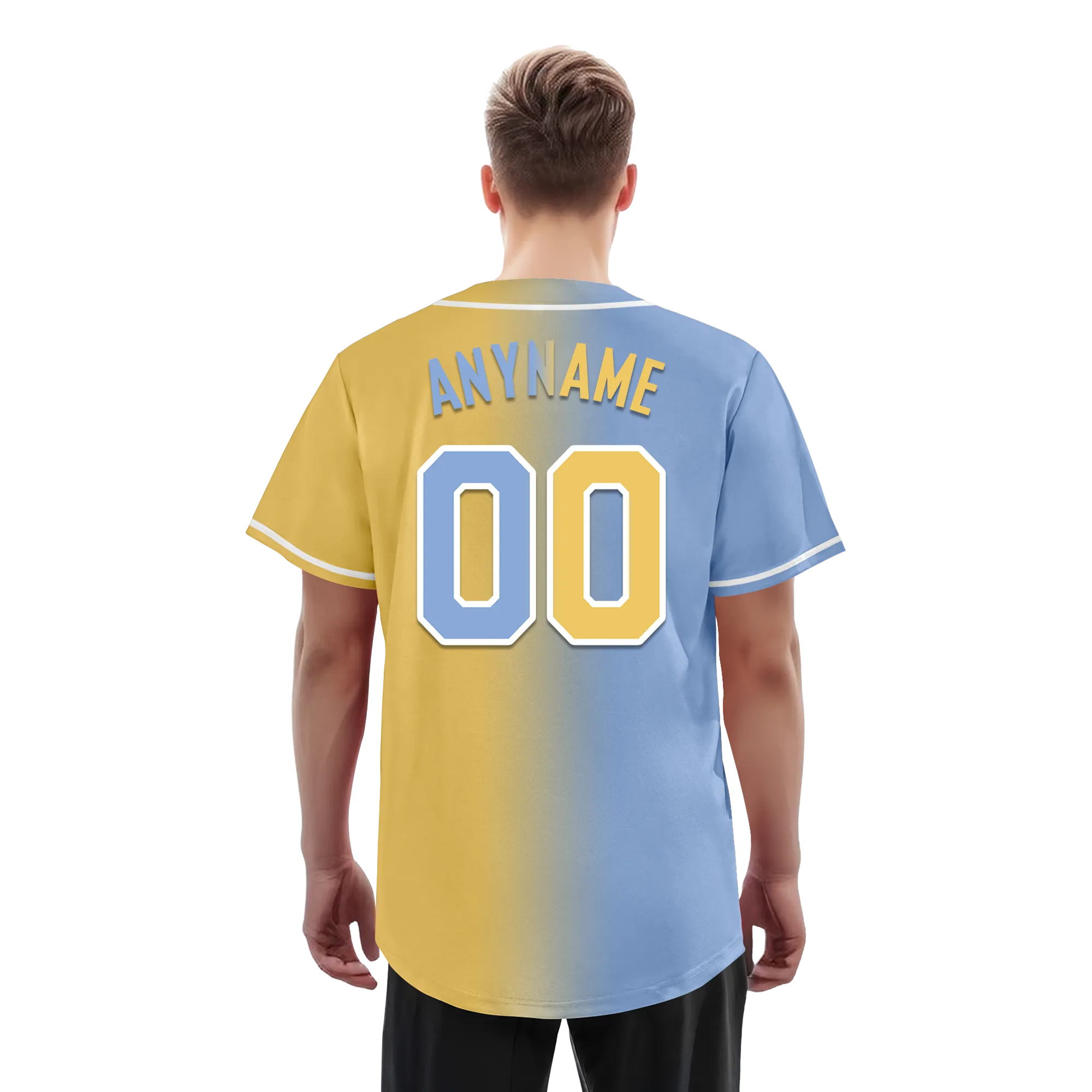 Custom Blue Yellow Gradient Fashion Personalized Authentic Baseball Jersey BSBJ01-D0a7079