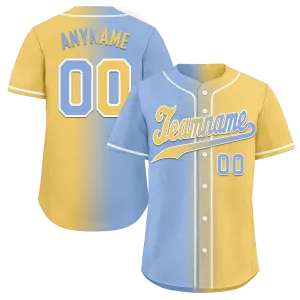 Custom Blue Yellow Gradient Fashion Personalized Authentic Baseball Jersey BSBJ01-D0a7079