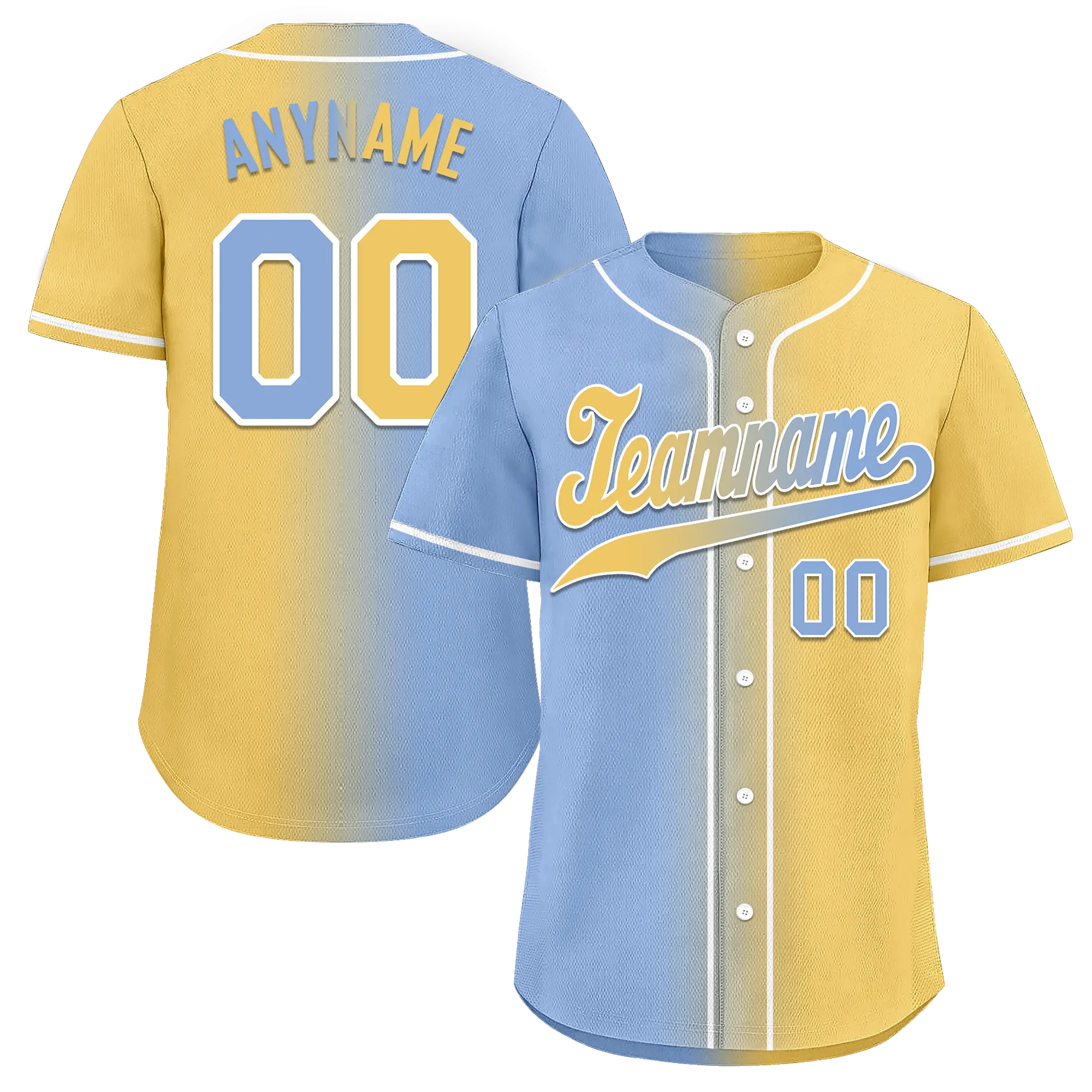 Custom Blue Yellow Gradient Fashion Personalized Authentic Baseball Jersey BSBJ01-D0a7079