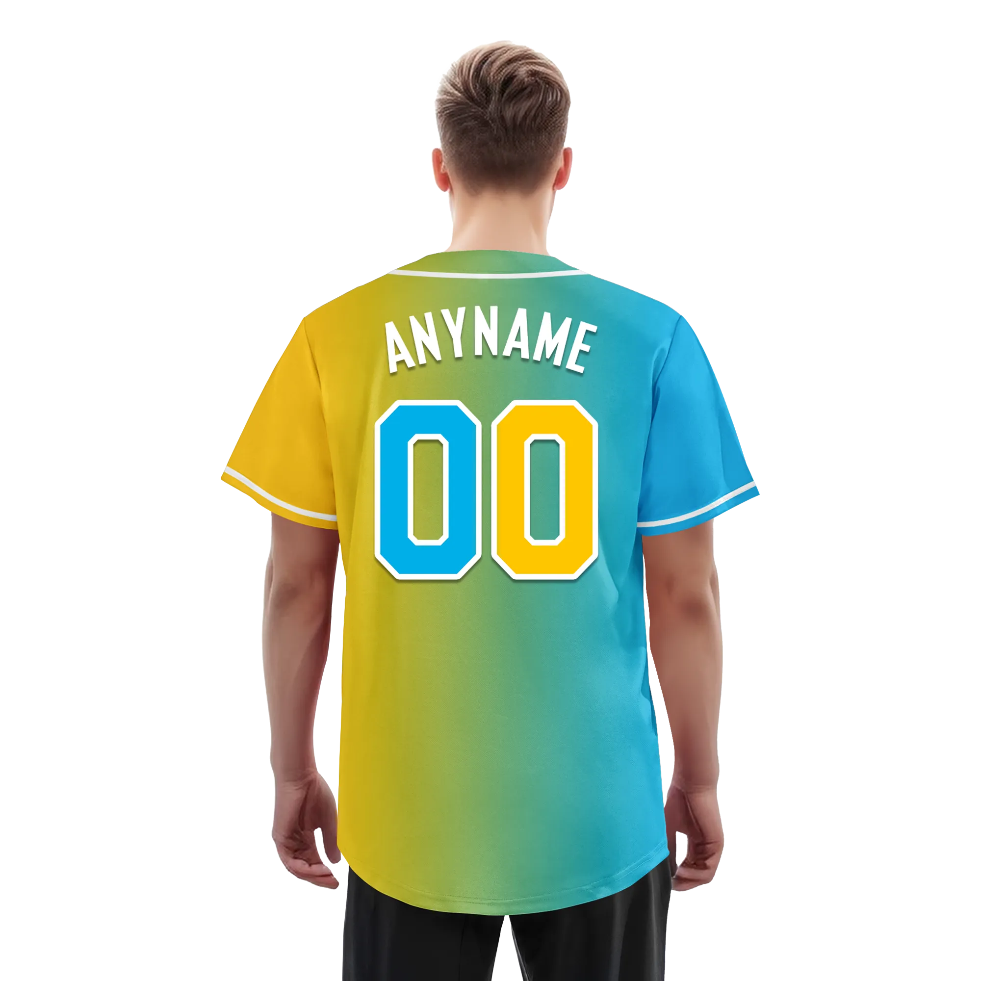 Custom Blue Yellow Gradient Fashion Personalized Authentic Baseball Jersey BSBJ01-D0a709b