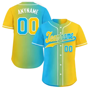 Custom Blue Yellow Gradient Fashion Personalized Authentic Baseball Jersey BSBJ01-D0a709b