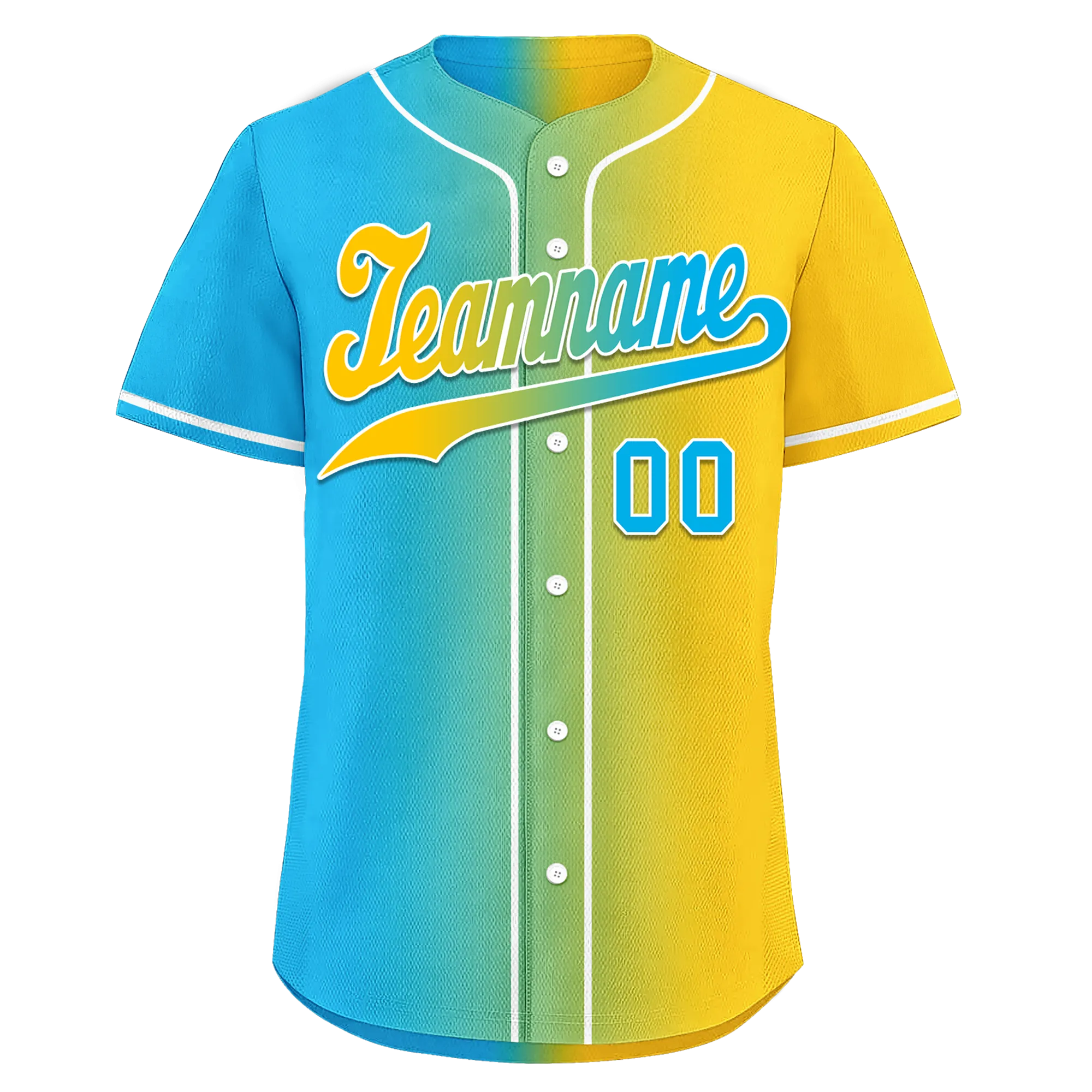 Custom Blue Yellow Gradient Fashion Personalized Authentic Baseball Jersey BSBJ01-D0a709b