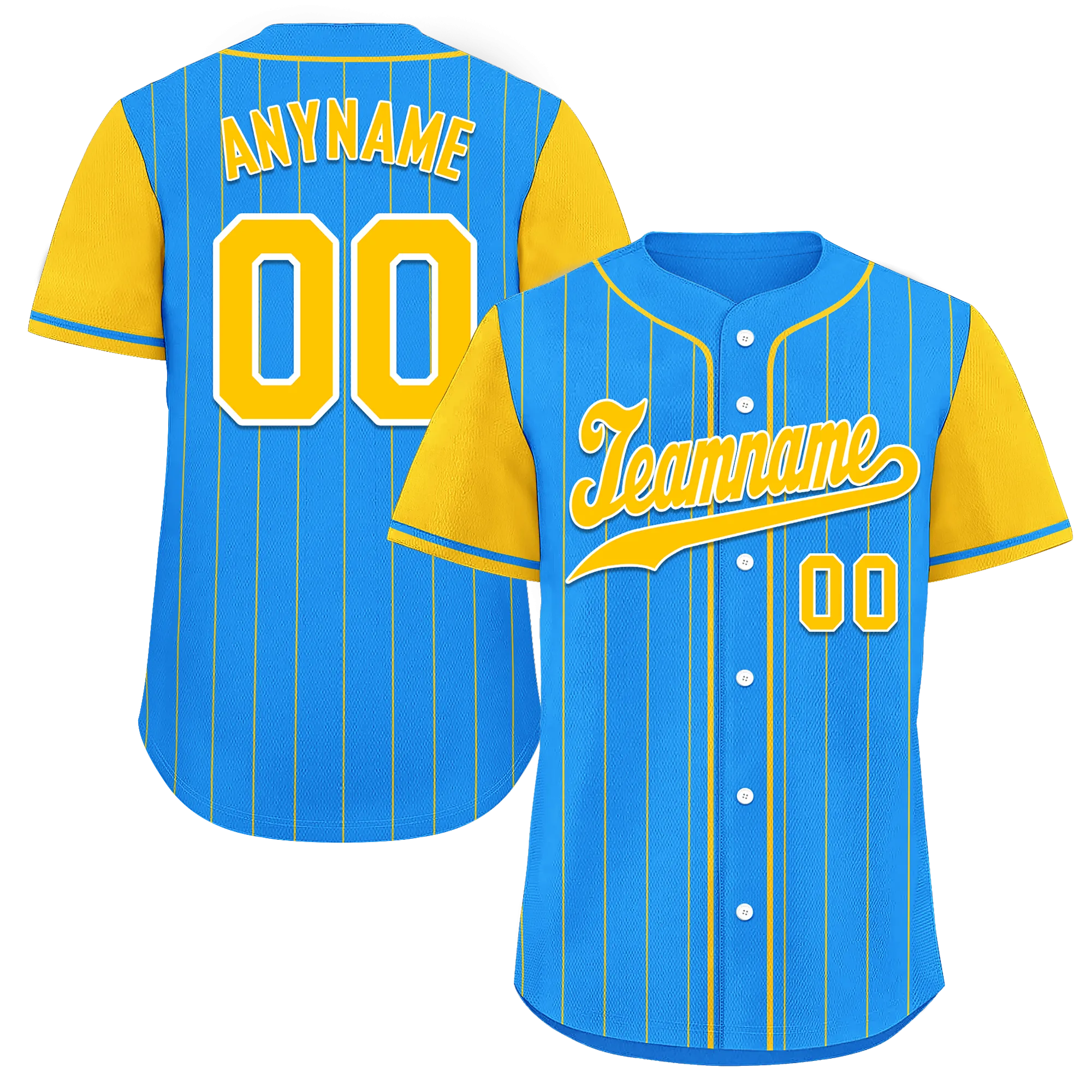 Custom Blue Yellow Stripe Fashion Personalized Authentic Baseball Jersey BSBJ01-D017212
