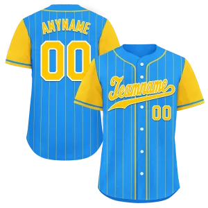 Custom Blue Yellow Stripe Fashion Personalized Authentic Baseball Jersey BSBJ01-D017212