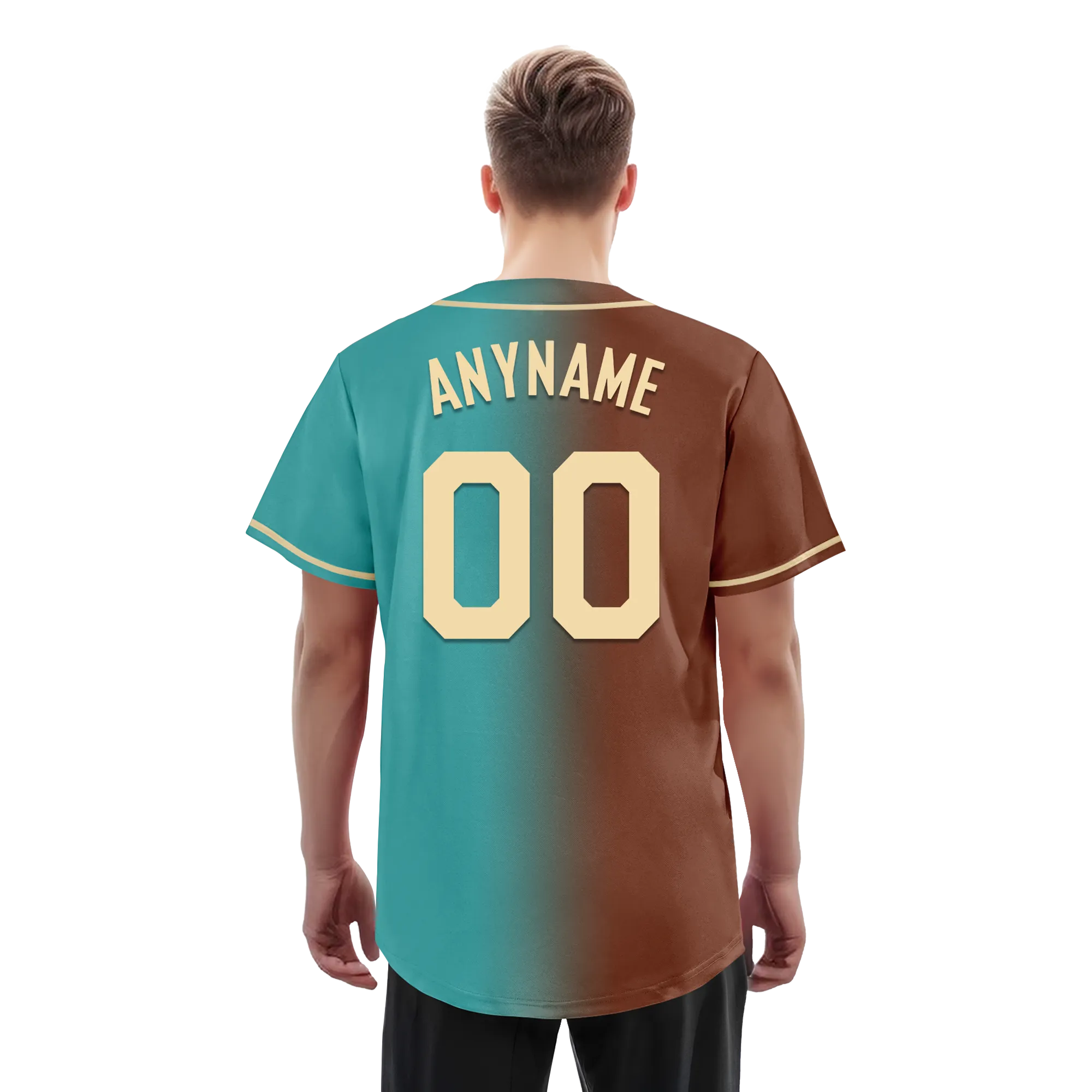 Custom Brown Cyan Gradient Fashion Personalized Authentic Baseball Jersey BSBJ01-D0a7088