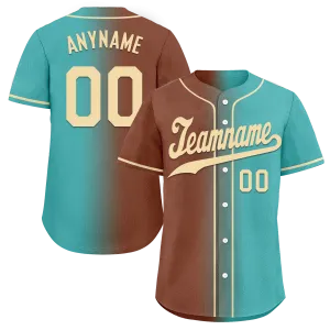 Custom Brown Cyan Gradient Fashion Personalized Authentic Baseball Jersey BSBJ01-D0a7088