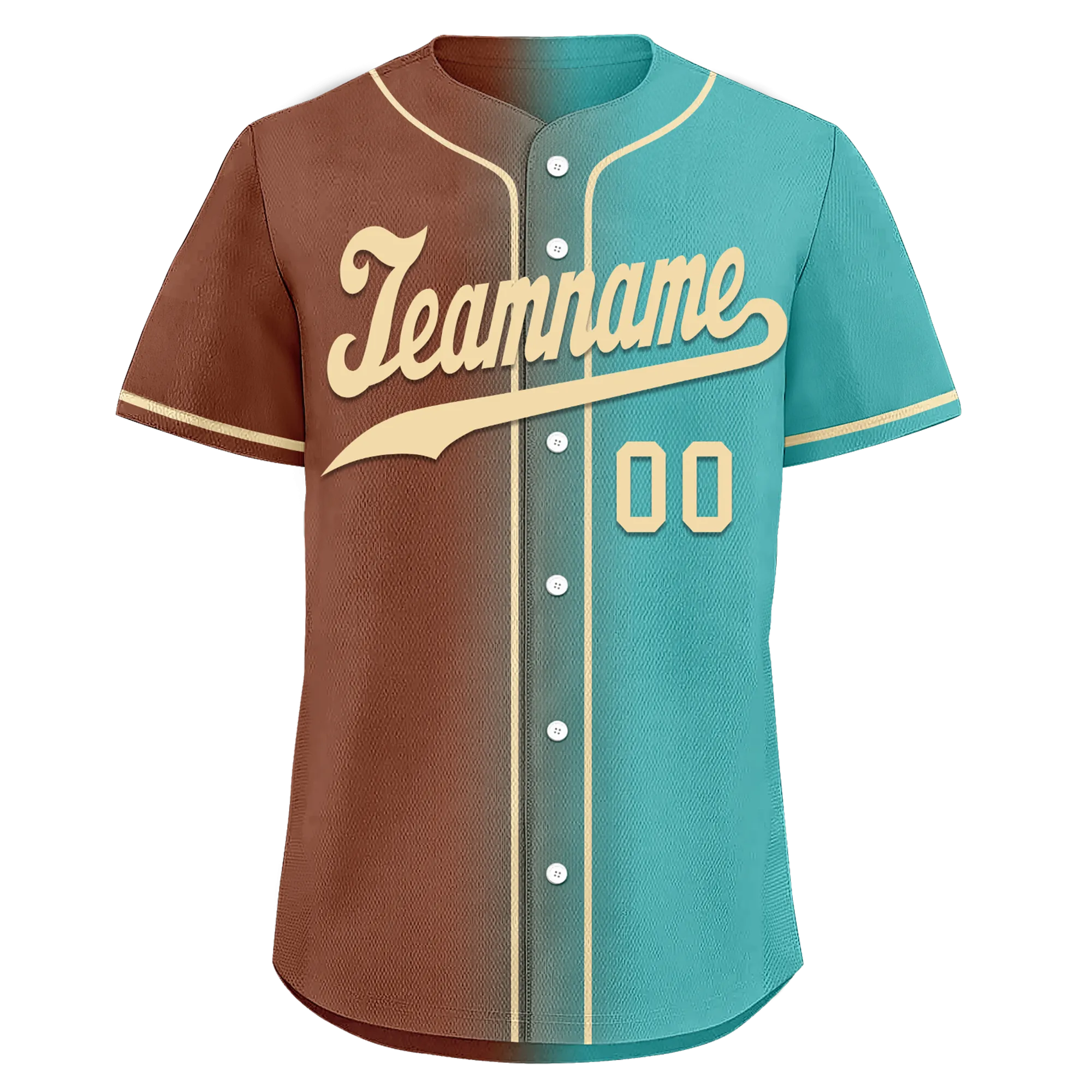 Custom Brown Cyan Gradient Fashion Personalized Authentic Baseball Jersey BSBJ01-D0a7088