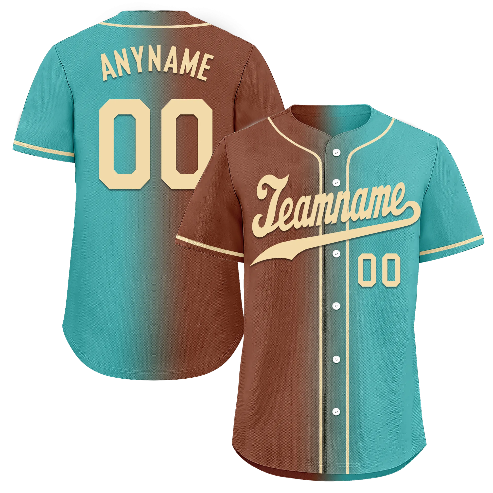Custom Brown Cyan Gradient Fashion Personalized Authentic Baseball Jersey BSBJ01-D0a7088