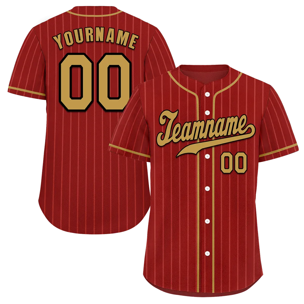 Custom Brown Stripe Fashion Orange Authentic Baseball Jersey