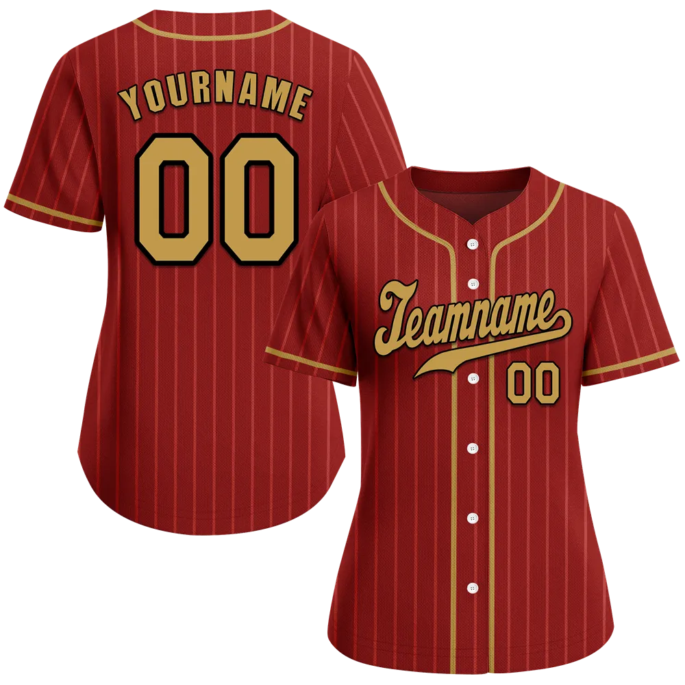 Custom Brown Stripe Fashion Orange Authentic Baseball Jersey