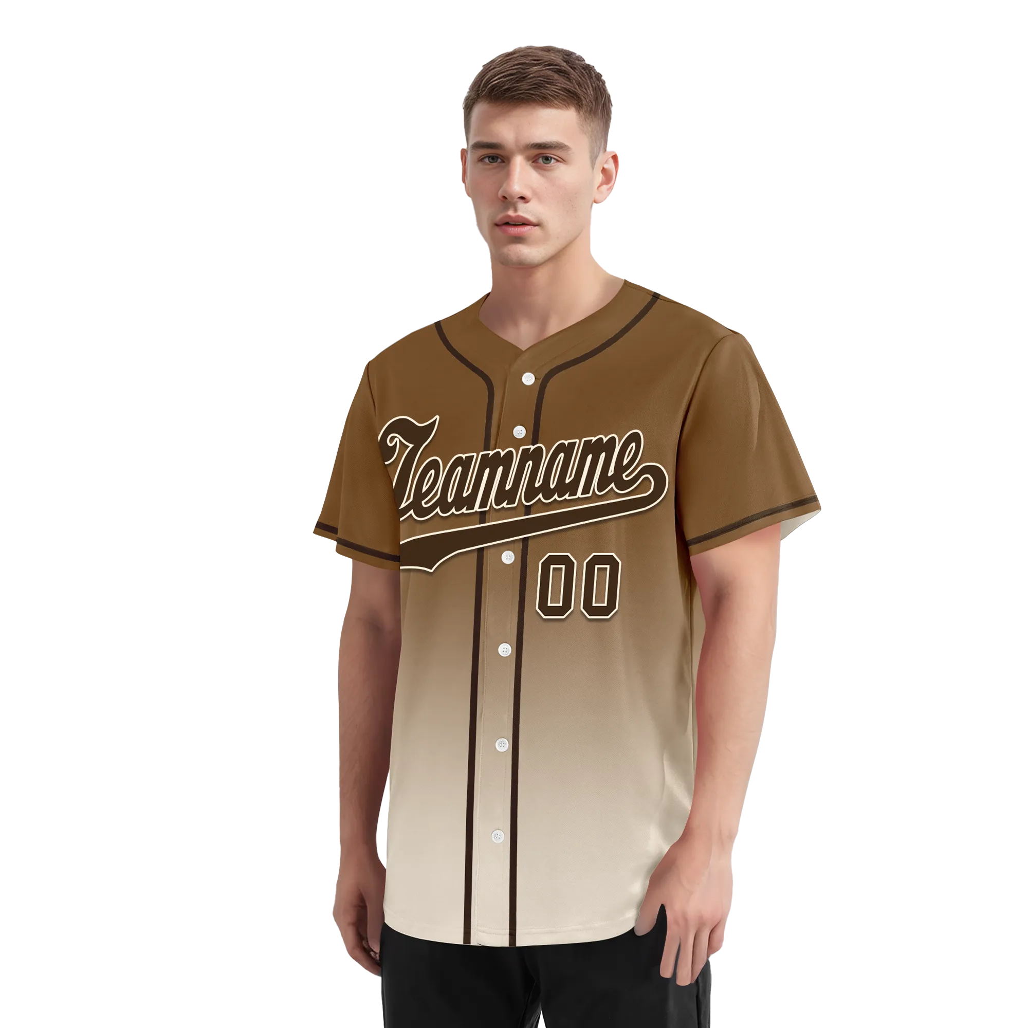 Custom Brown White Fade Fashion Personalized Authentic Baseball Jersey BSBJ01-D0a70fe