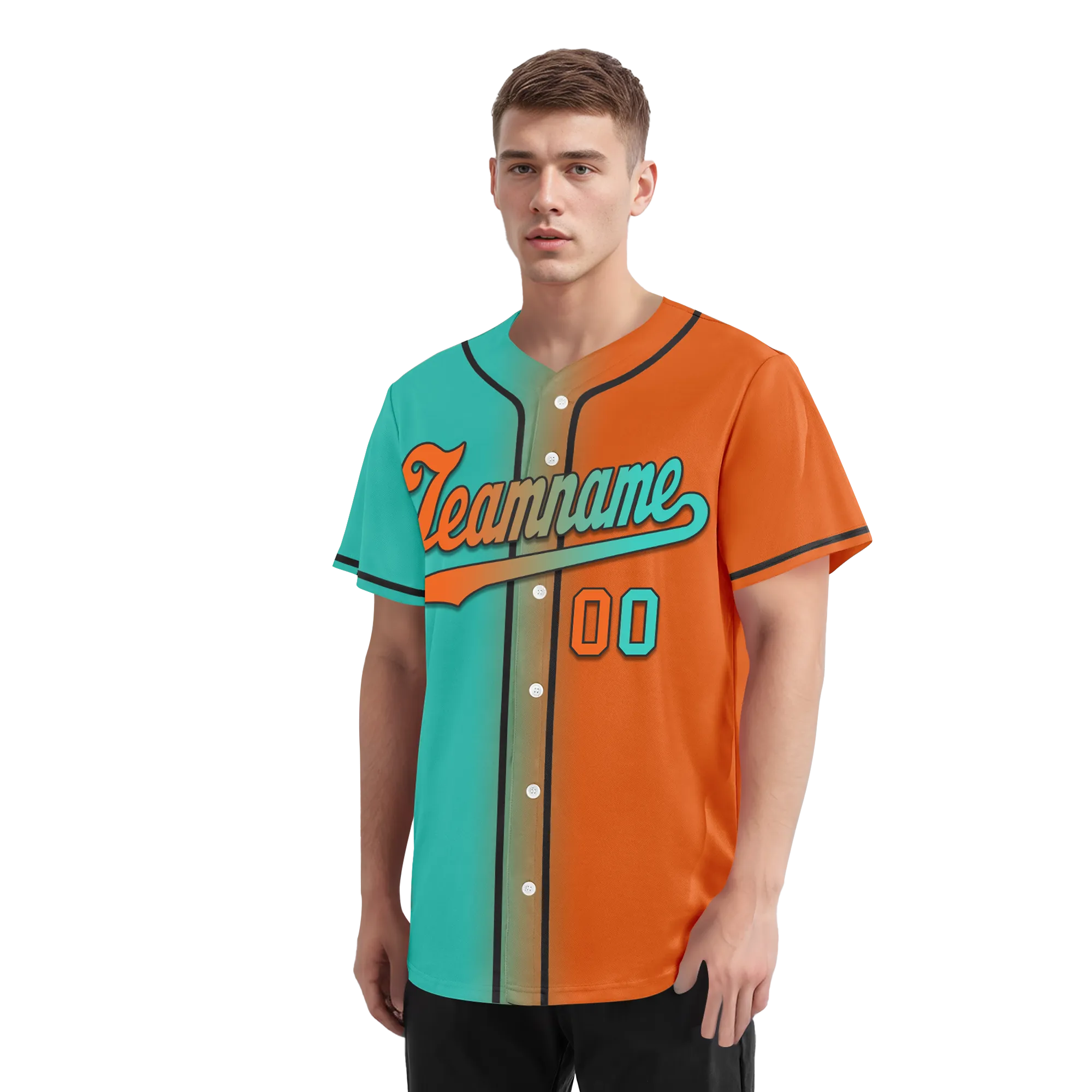 Custom Cyan Orange Gradient Fashion Personalized Authentic Baseball Jersey BSBJ01-D0a7087