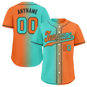 Custom Cyan Orange Gradient Fashion Personalized Authentic Baseball Jersey BSBJ01-D0a7087