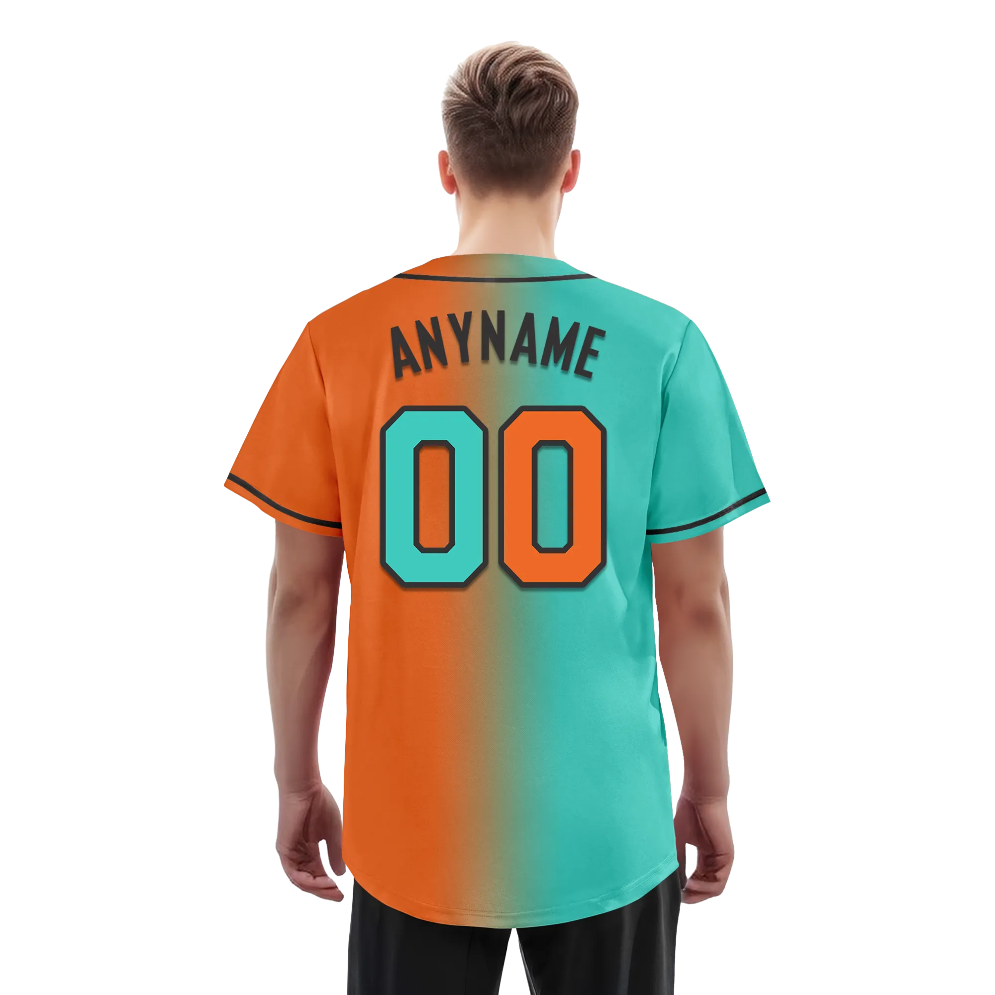 Custom Cyan Orange Gradient Fashion Personalized Authentic Baseball Jersey BSBJ01-D0a7087