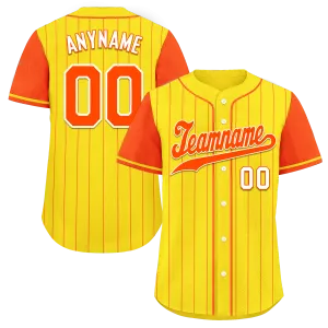 Custom Gold Orange Stripe Fashion Personalized Authentic Baseball Jersey BSBJ01-D017251