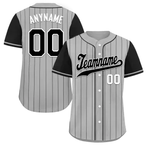 Custom Gray Black Stripe Fashion Personalized Authentic Baseball Jersey BSBJ01-D017254