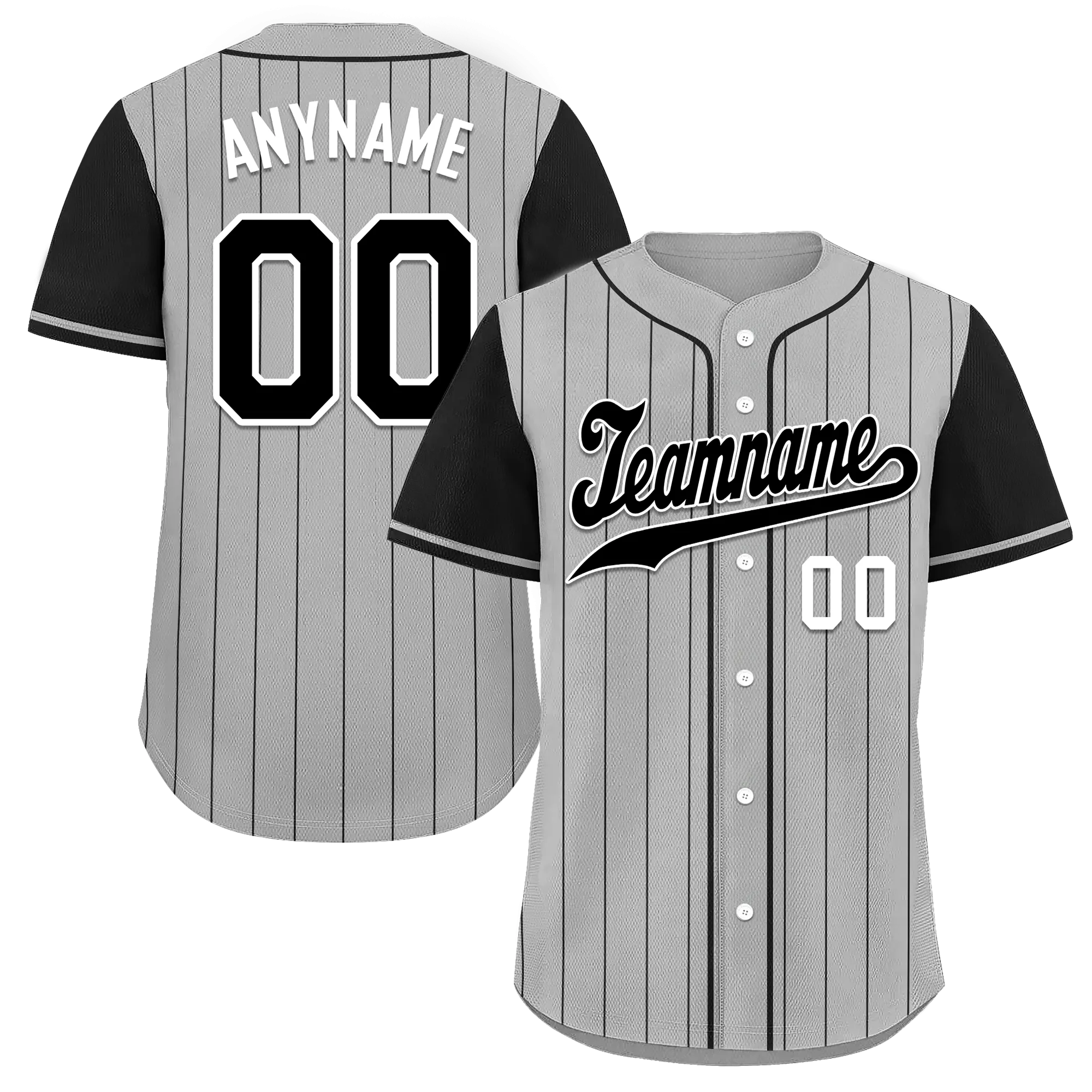 Custom Gray Black Stripe Fashion Personalized Authentic Baseball Jersey BSBJ01-D017254