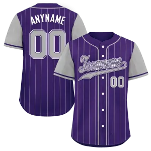 Custom Gray Purple Stripe Fashion Personalized Authentic Baseball Jersey BSBJ01-D017252