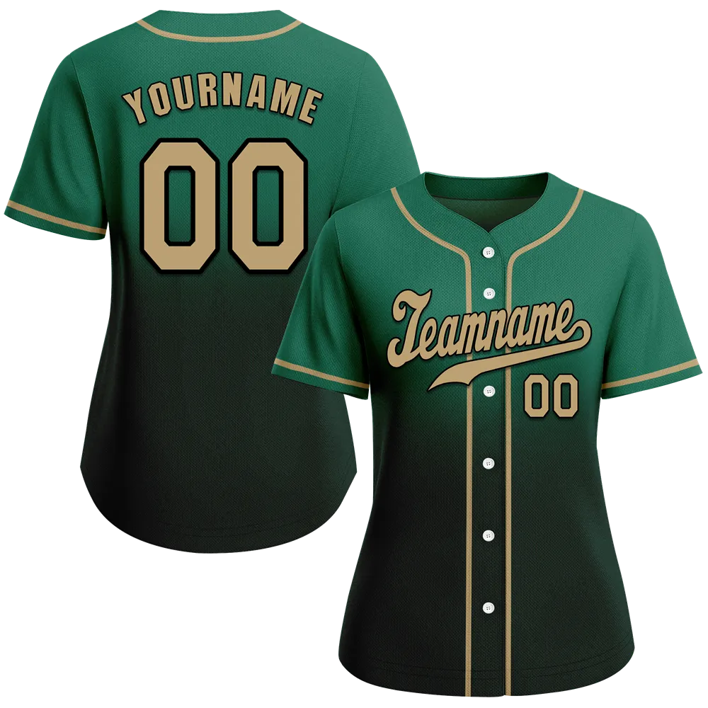 Custom Green Black Fade Fashion Grey Authentic Baseball Jersey