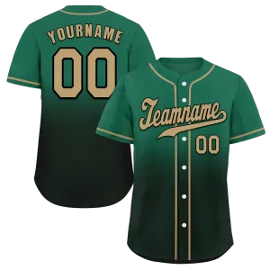 Custom Green Black Fade Fashion Grey Authentic Baseball Jersey