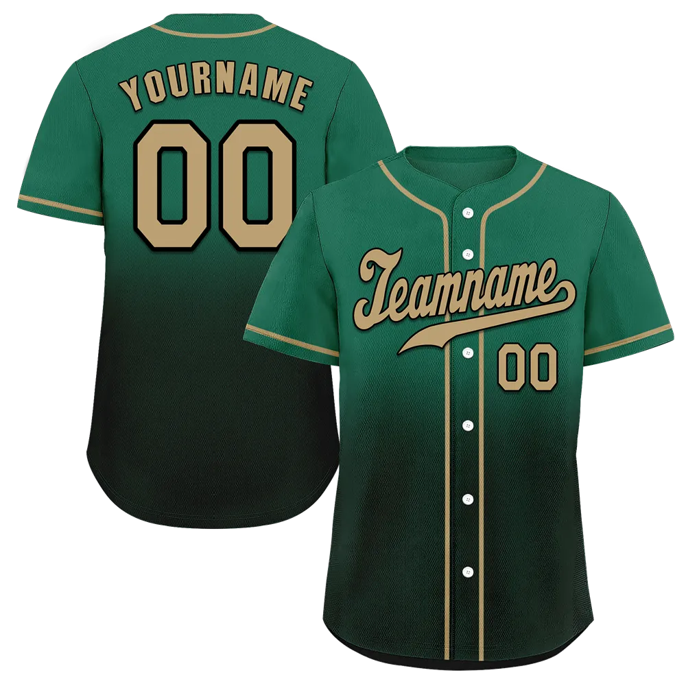 Custom Green Black Fade Fashion Grey Authentic Baseball Jersey