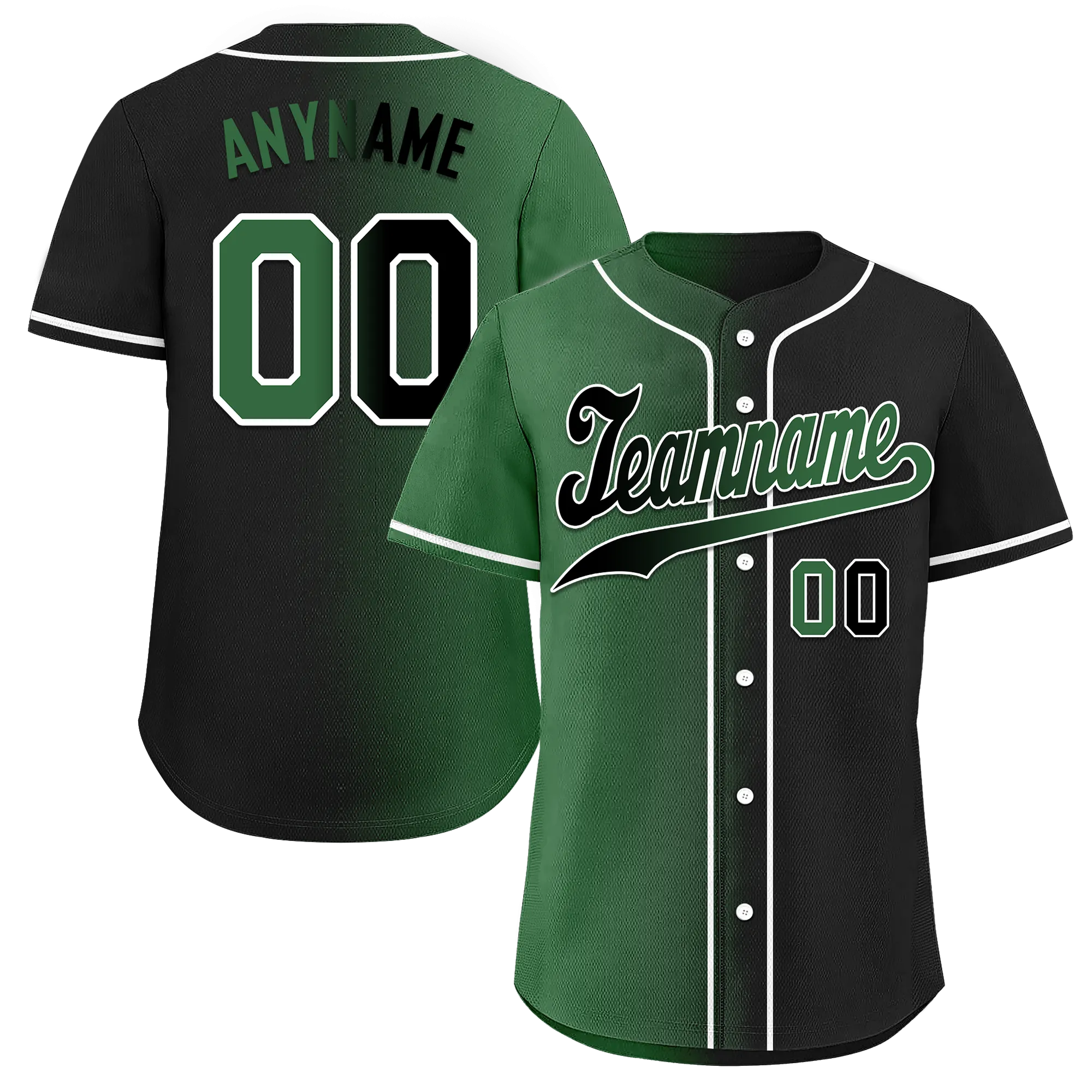 Custom Green Black Gradient Fashion Personalized Authentic Baseball Jersey BSBJ01-D0a707c