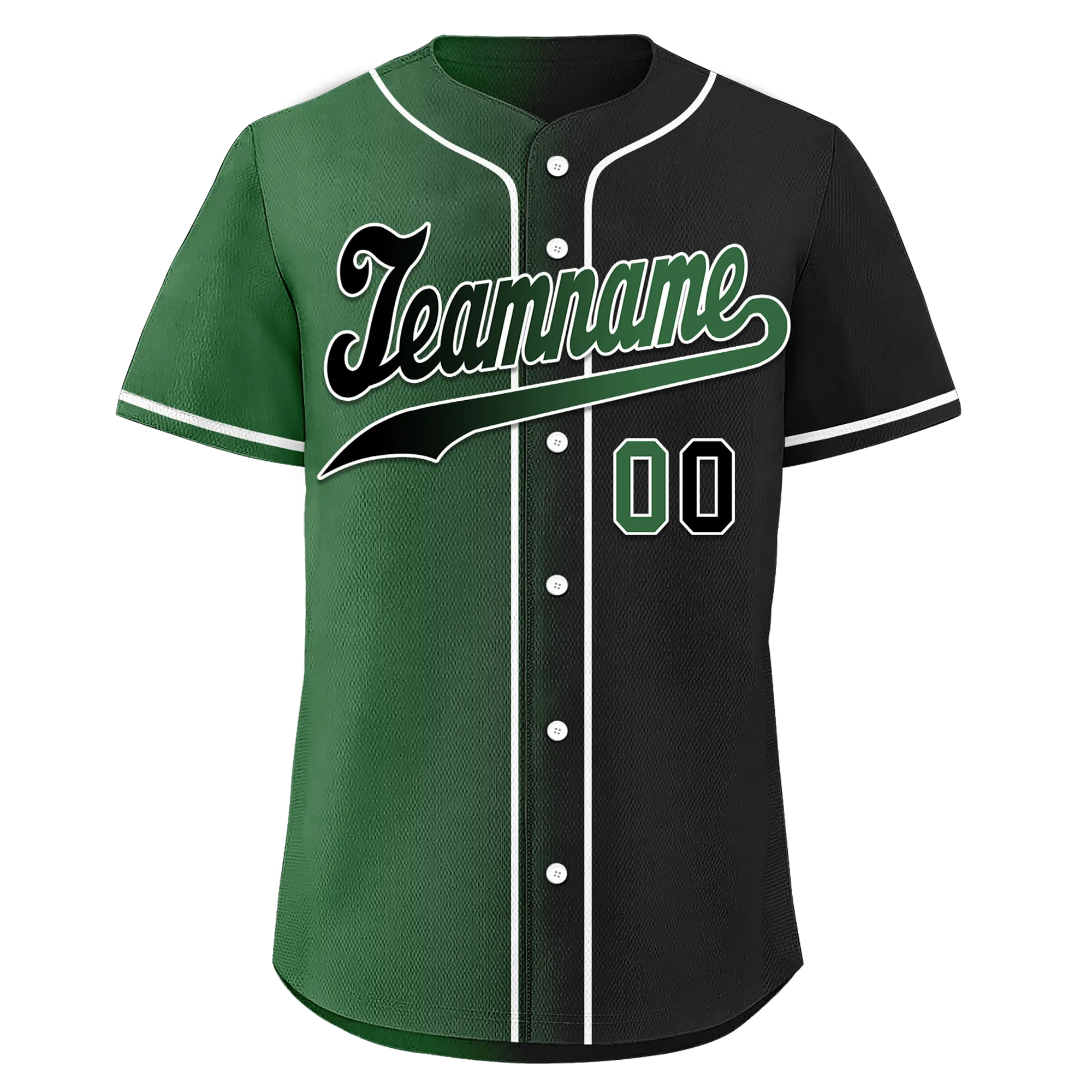 Custom Green Black Gradient Fashion Personalized Authentic Baseball Jersey BSBJ01-D0a707c