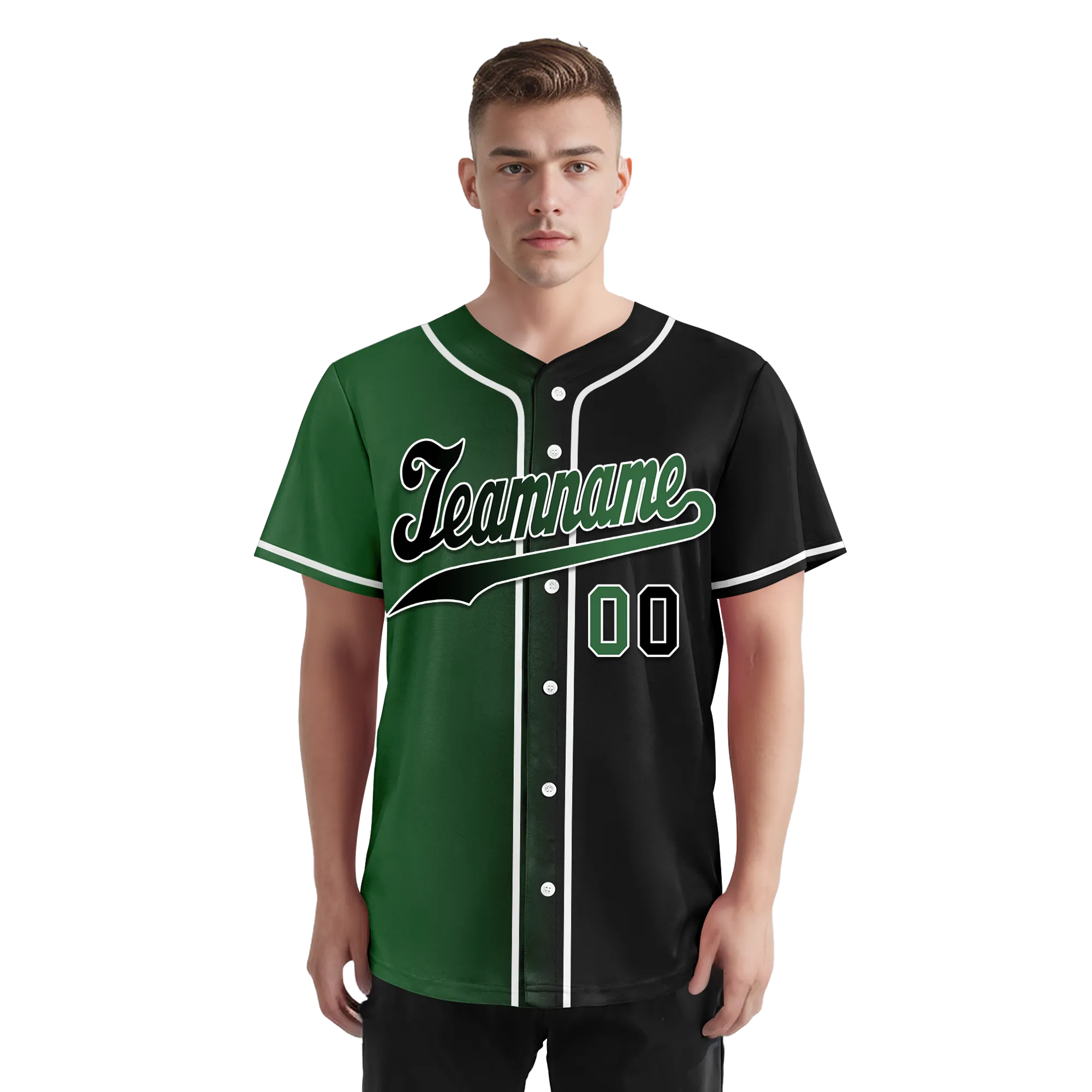 Custom Green Black Gradient Fashion Personalized Authentic Baseball Jersey BSBJ01-D0a707c