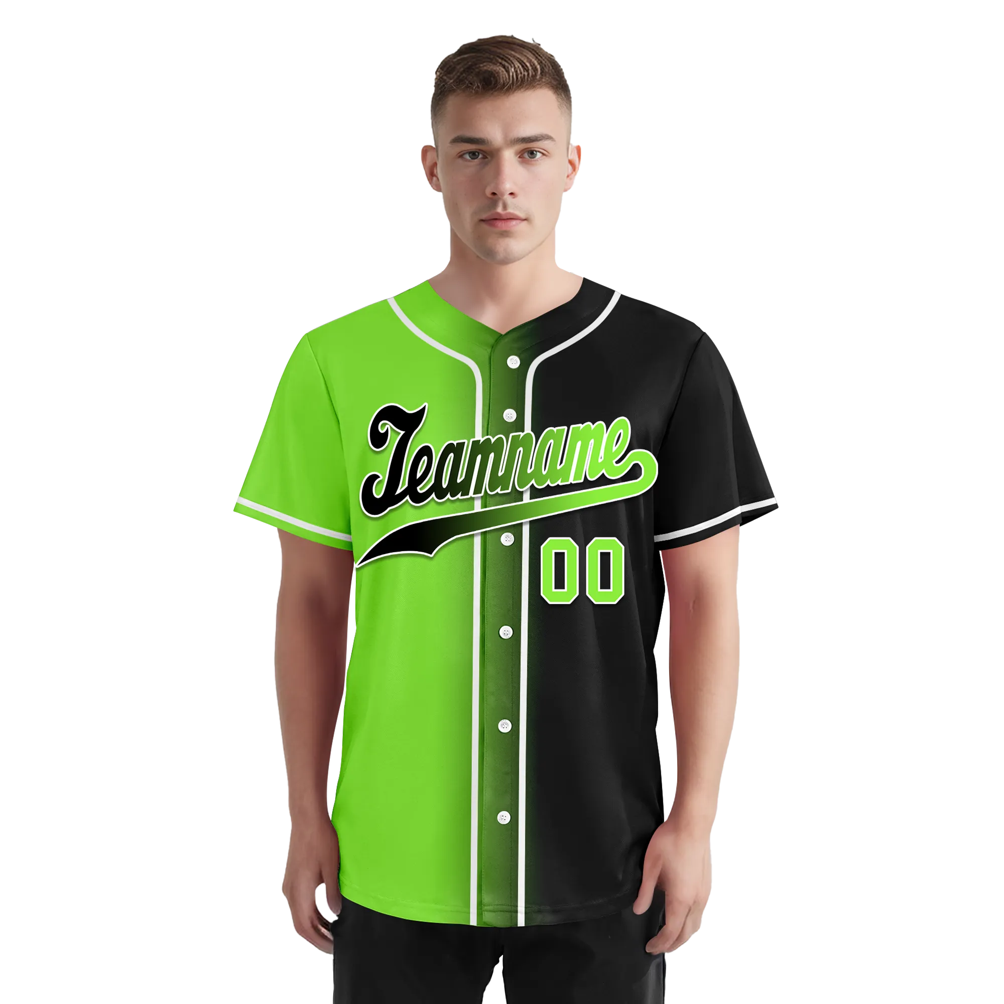 Custom Green Black Gradient Fashion Personalized Authentic Baseball Jersey BSBJ01-D0a709c