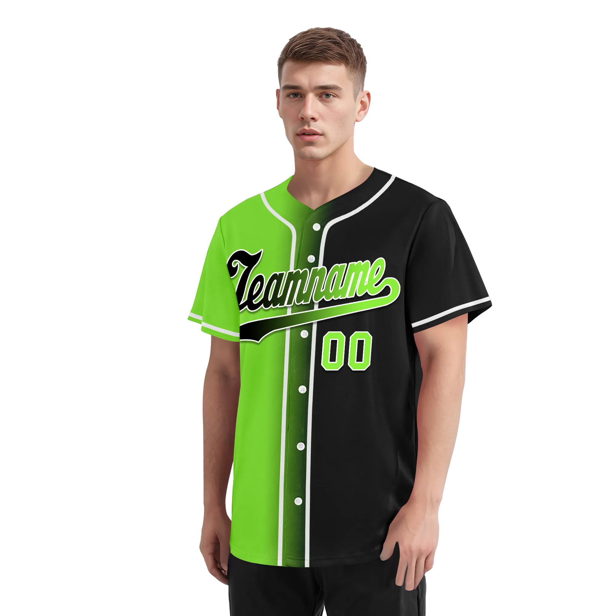 Custom Green Black Gradient Fashion Personalized Authentic Baseball Jersey BSBJ01-D0a709c