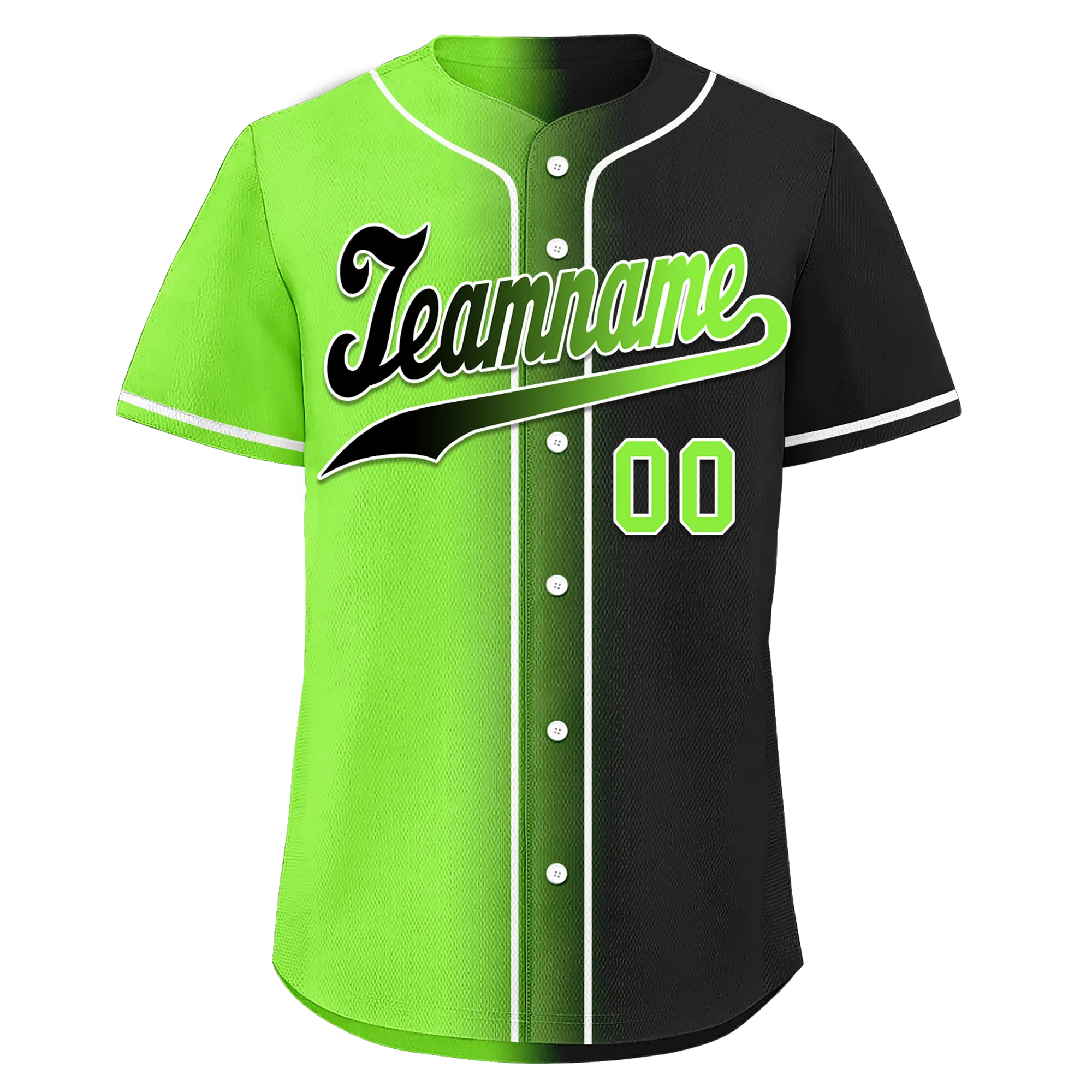 Custom Green Black Gradient Fashion Personalized Authentic Baseball Jersey BSBJ01-D0a709c