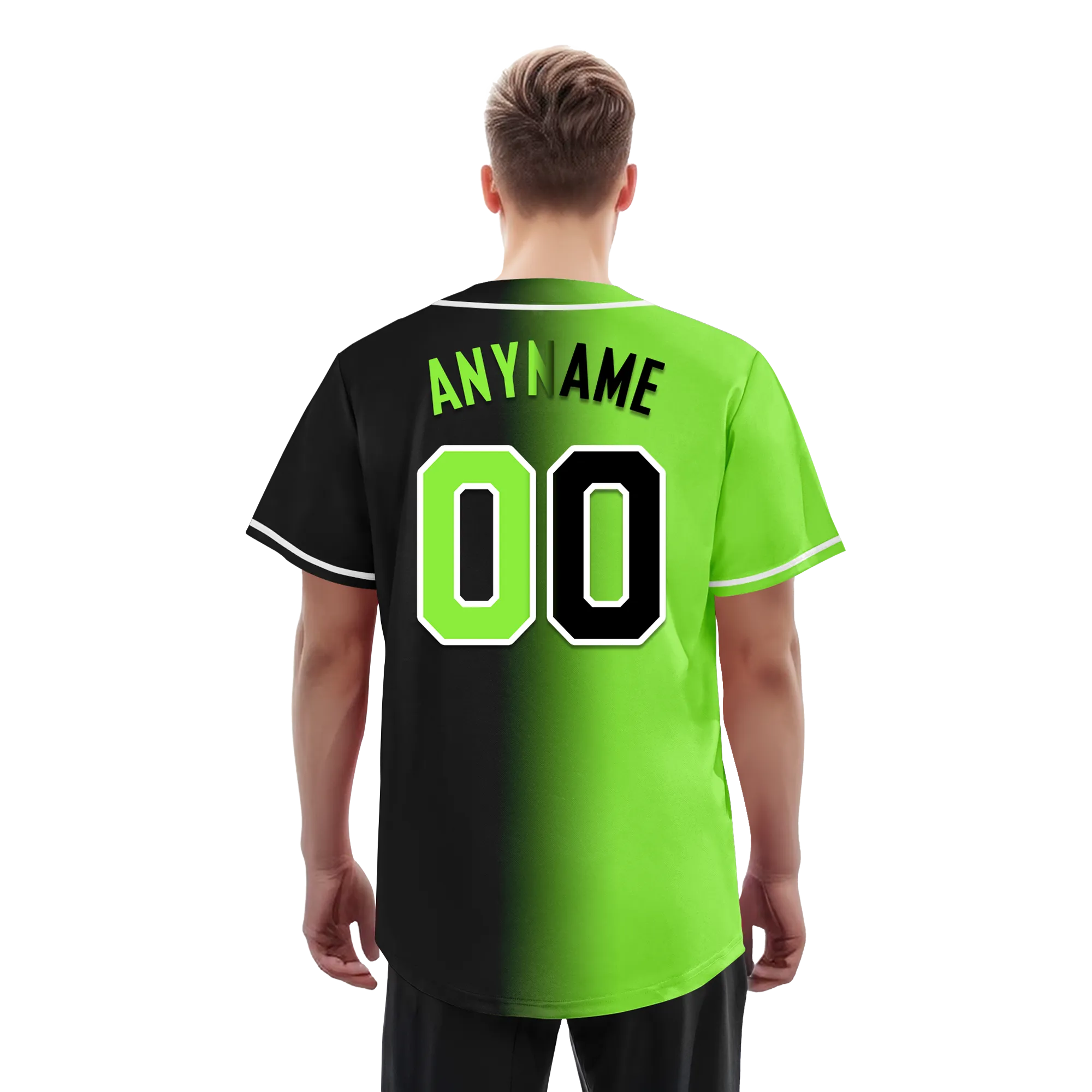 Custom Green Black Gradient Fashion Personalized Authentic Baseball Jersey BSBJ01-D0a709c