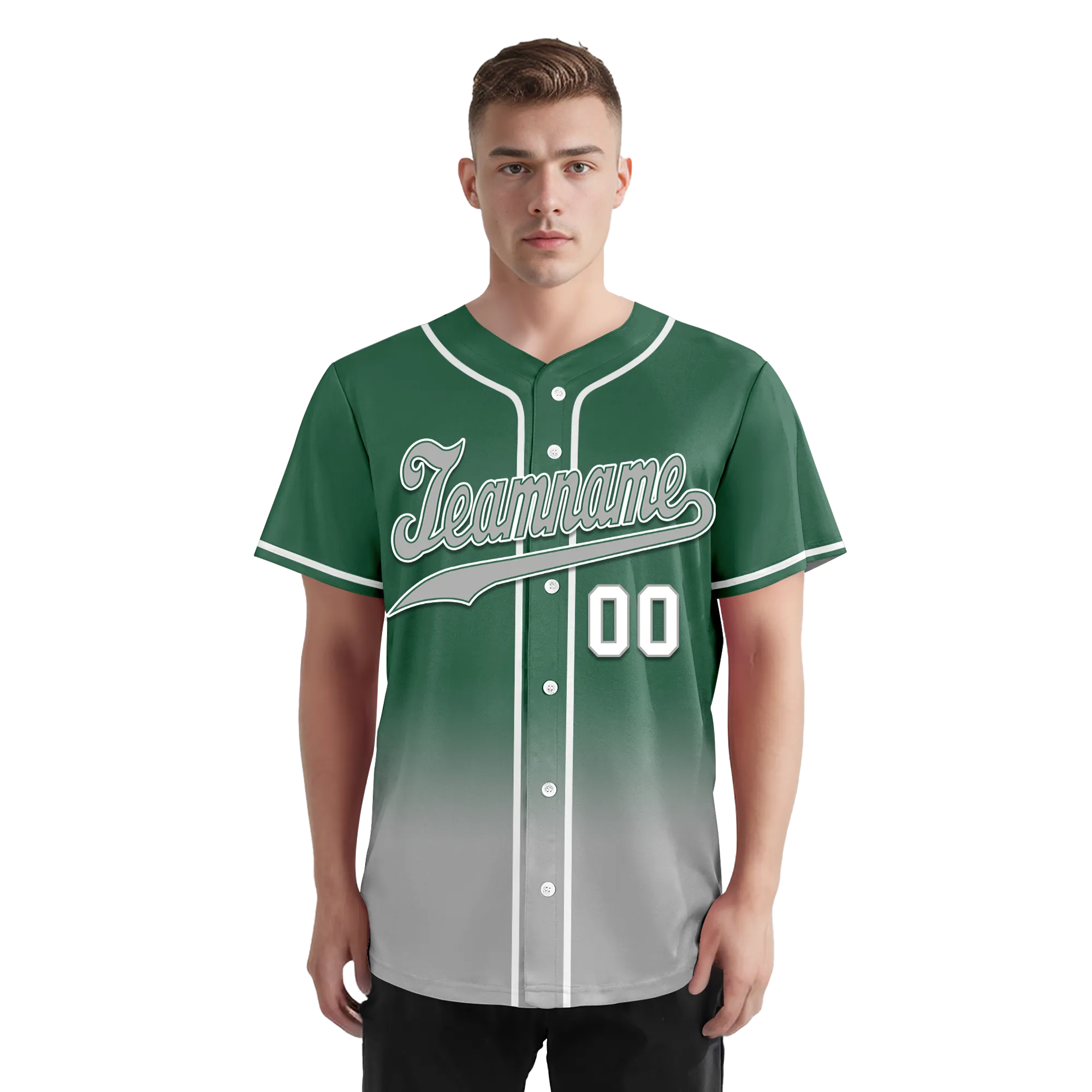 Custom Green Grey Fade Fashion Personalized Authentic Baseball Jersey BSBJ01-D0a70c9
