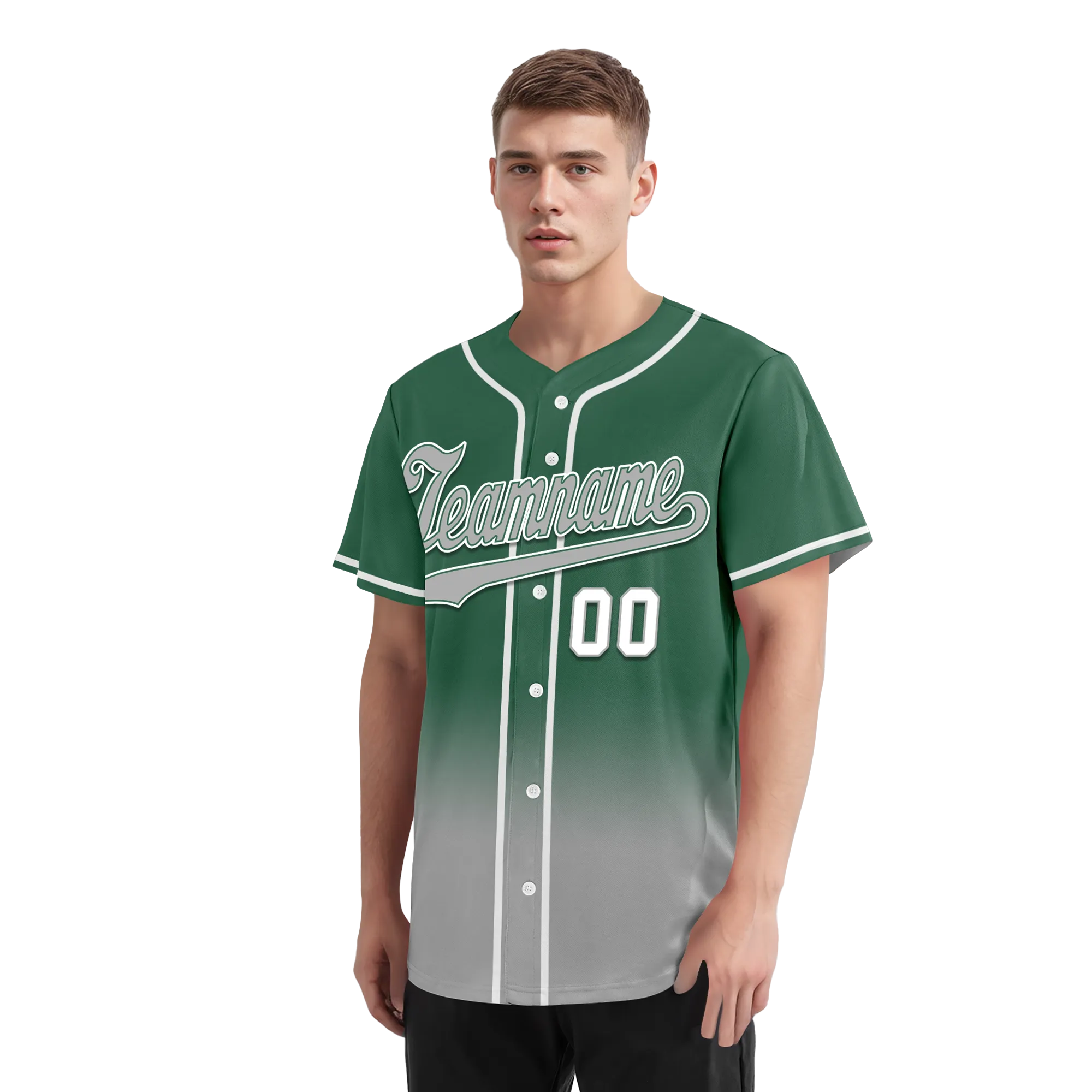 Custom Green Grey Fade Fashion Personalized Authentic Baseball Jersey BSBJ01-D0a70c9