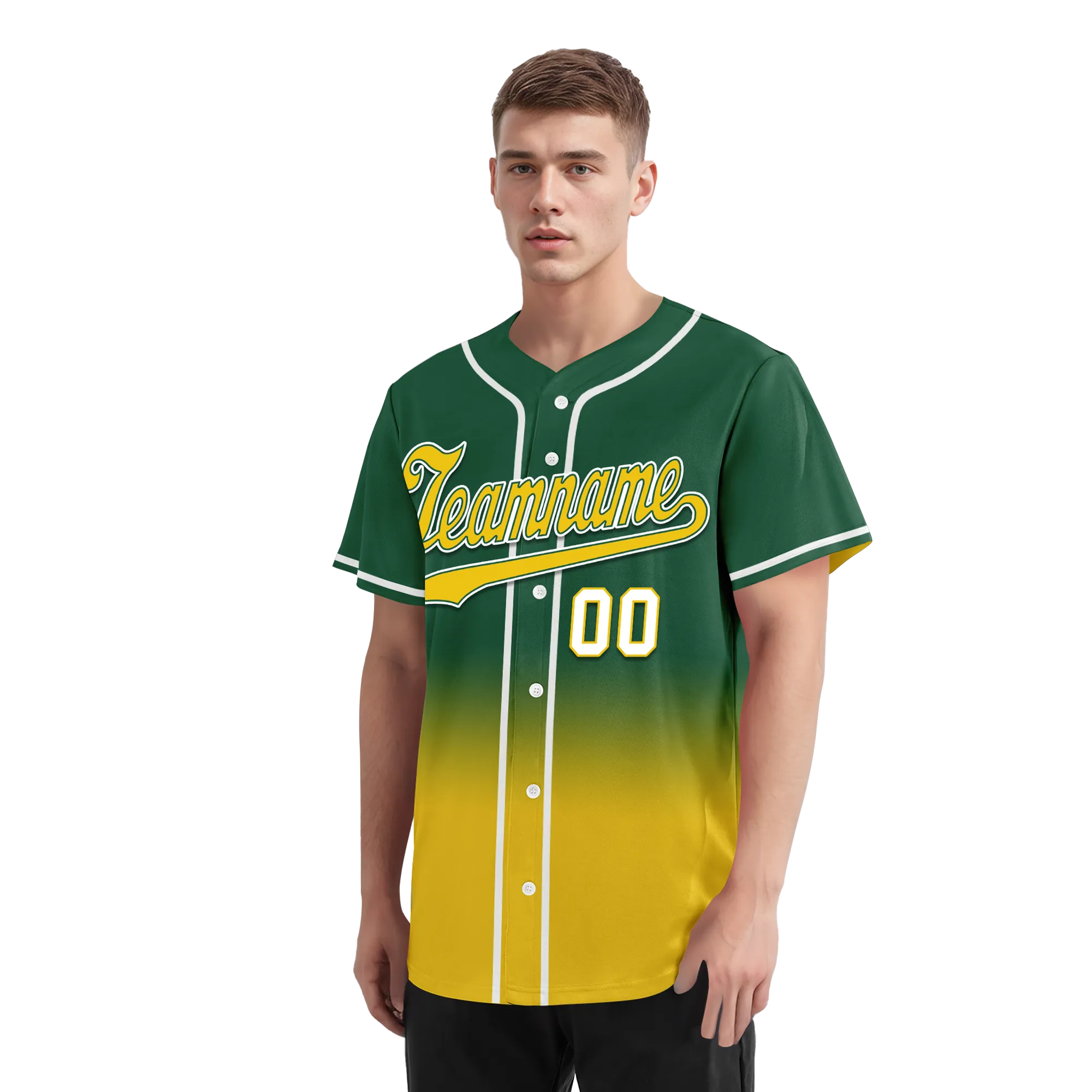 Custom Green Yellow Fade Fashion Personalized Authentic Baseball Jersey BSBJ01-D0a70ca