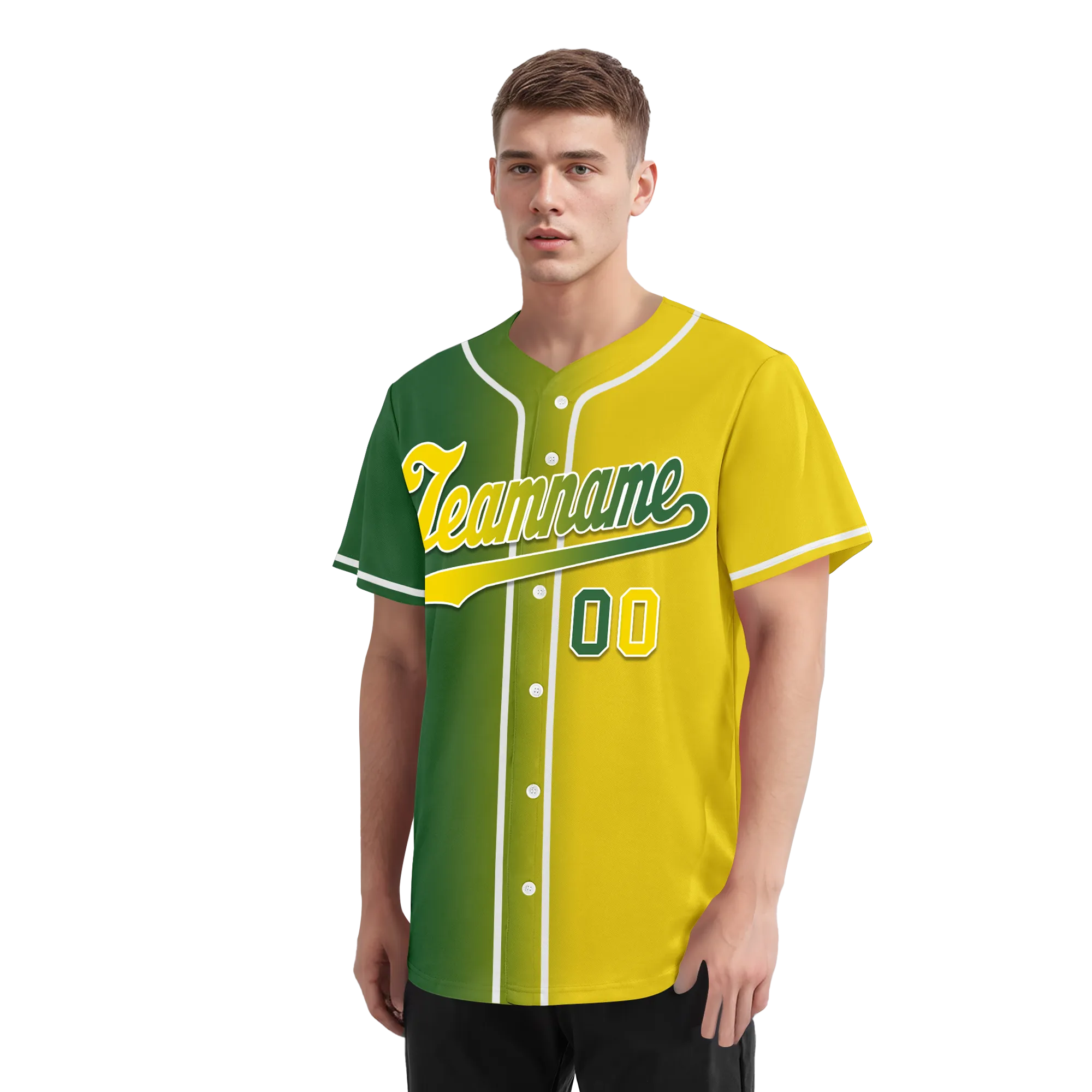Custom Green Yellow Gradient Fashion Personalized Authentic Baseball Jersey BSBJ01-D0a707d